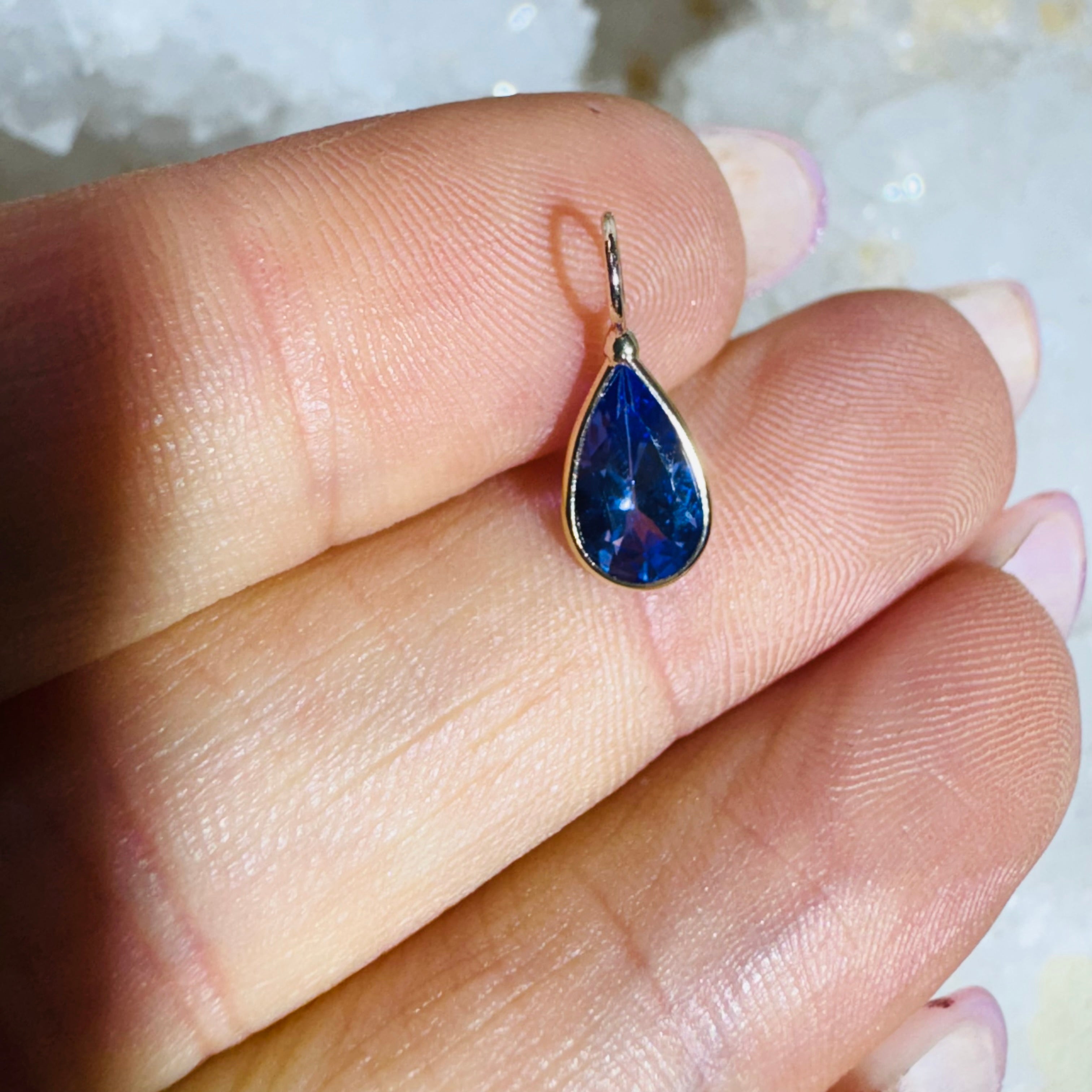 Natural Pear Tanzanite 14K Gem Charm Pendant
