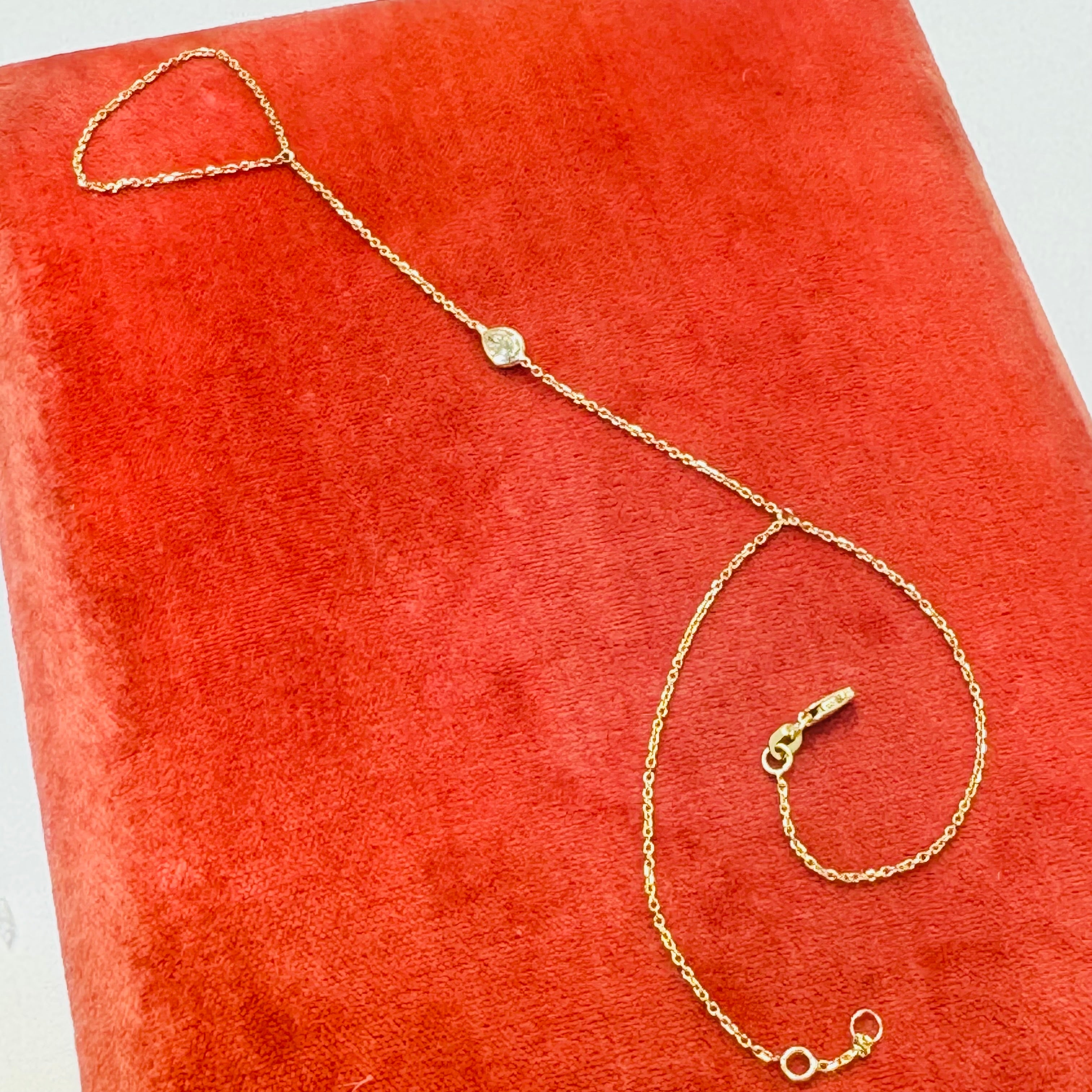 14K Yellow Gold .30CT Pear Diamond HandChain