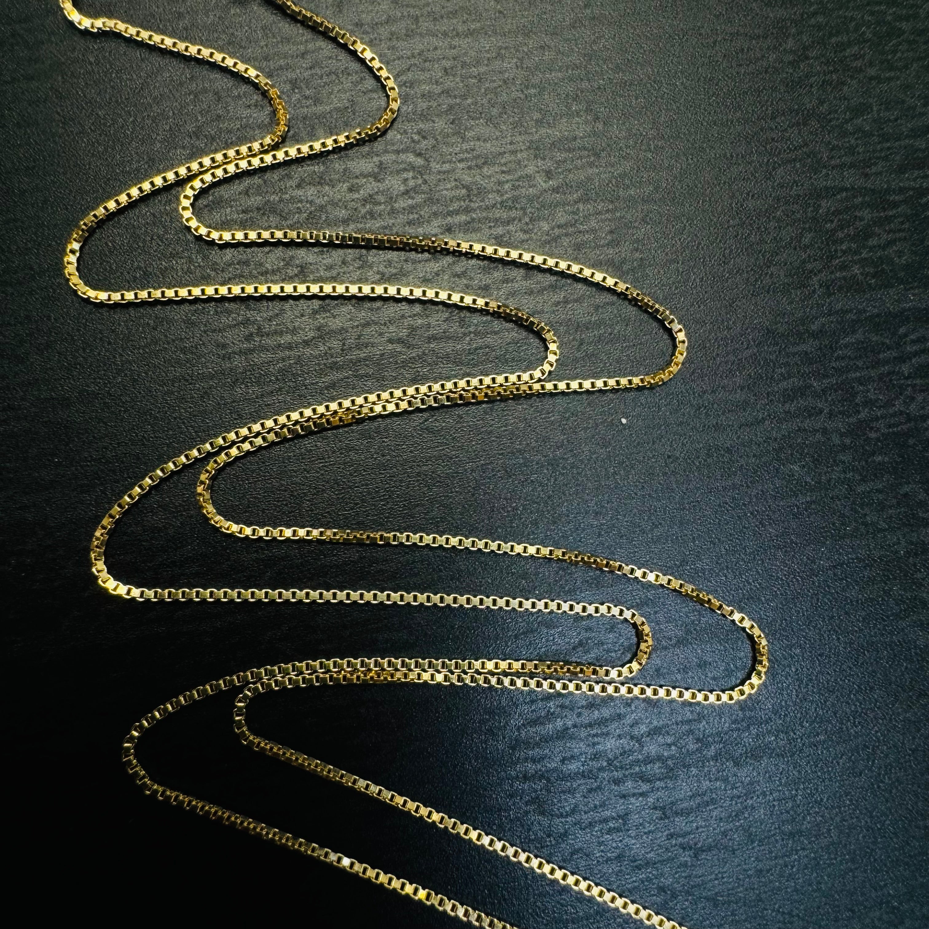 0.5mm 16” Solid 14K Yellow Gold Box Chain Necklace Chain