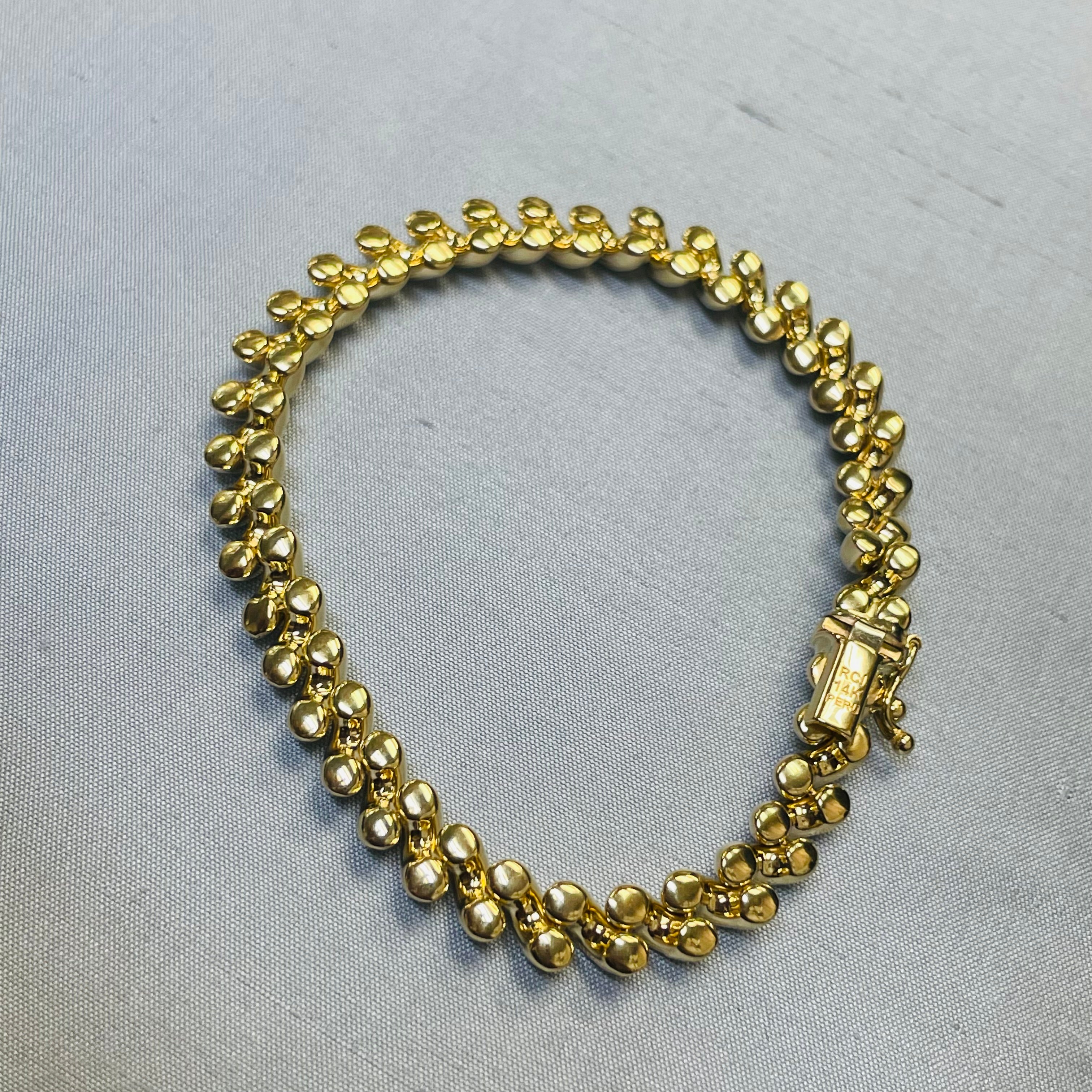 7” 7mm Macaroni San Marco Link Bracelet in Solid 14K Yellow Gold