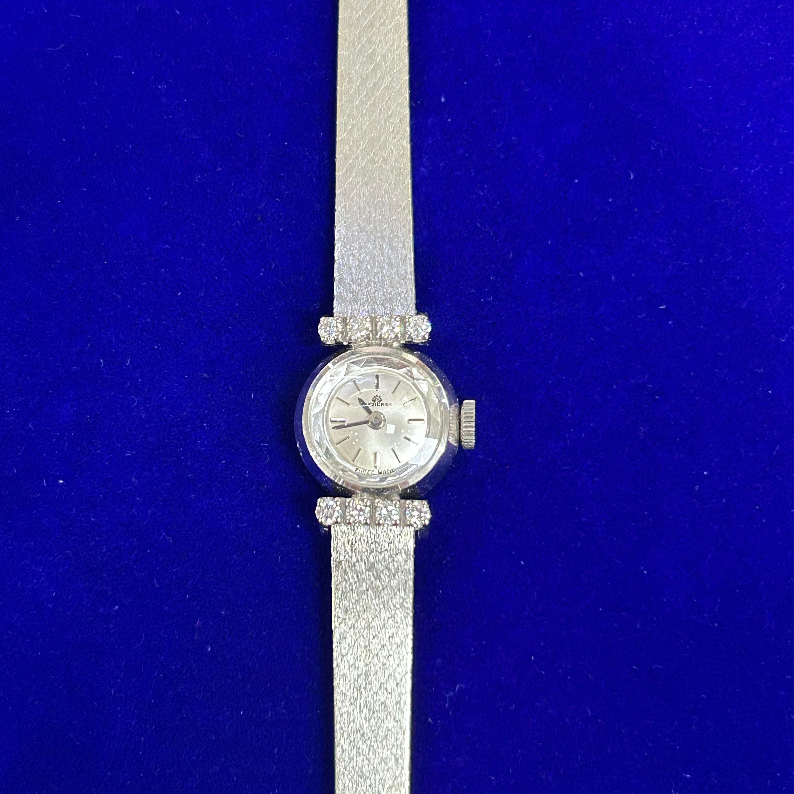 Bucherer Diamond 18K White Gold Vintage Ladies Wristwatch