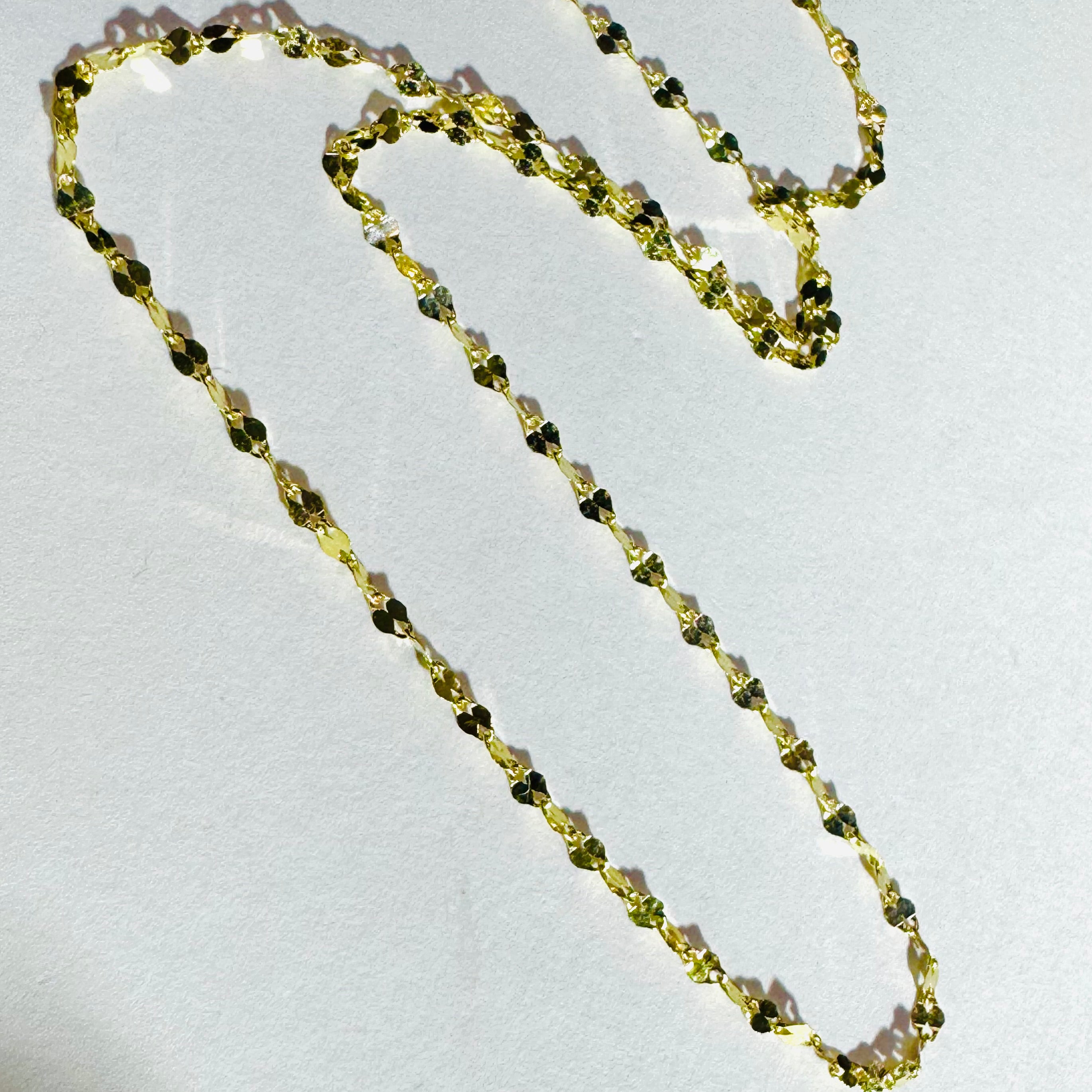 1mm Solid 14K Yellow Super Shiny Sparkle Chain