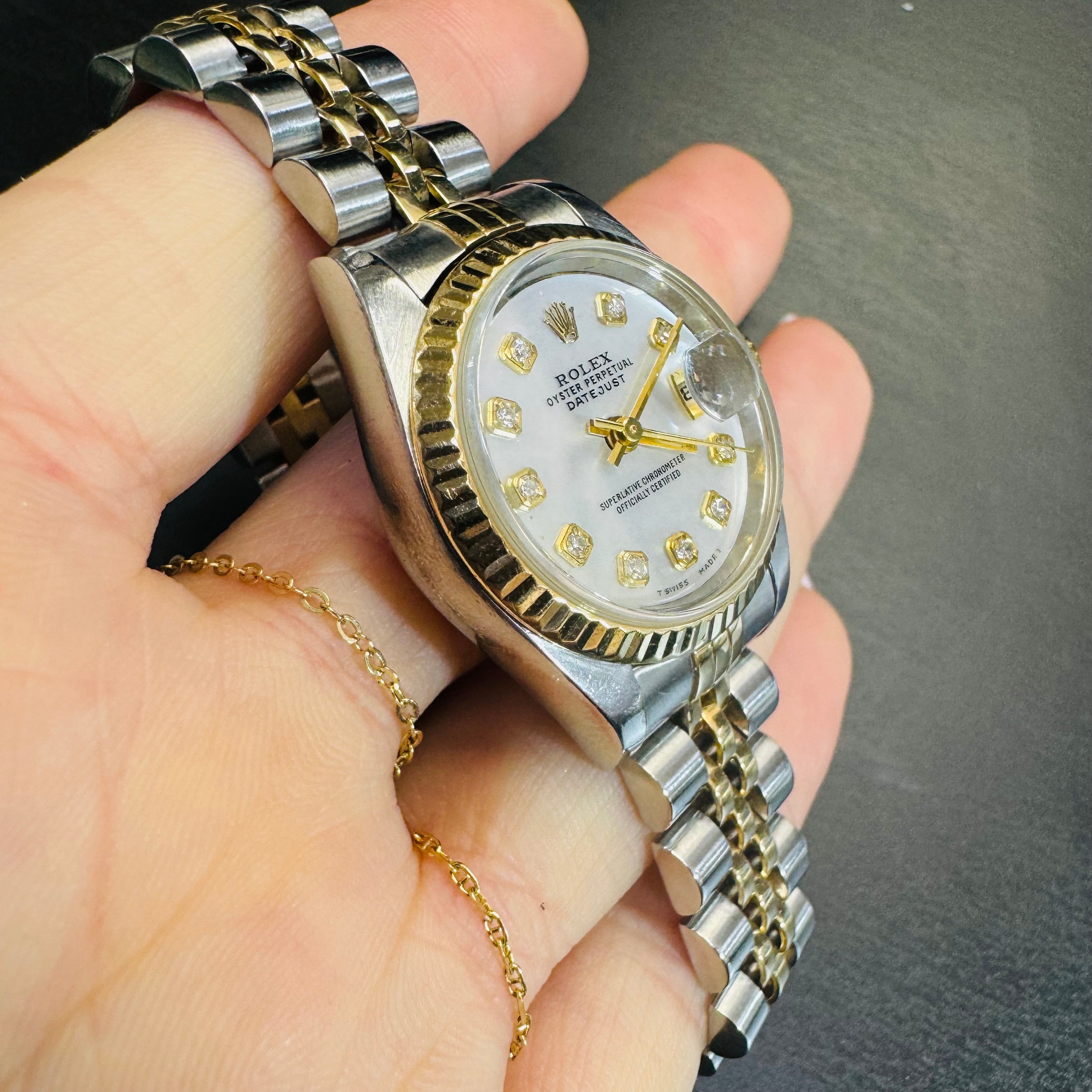 26mm Two Tone Rolex Watch Mother of Pearl Diamond 79173