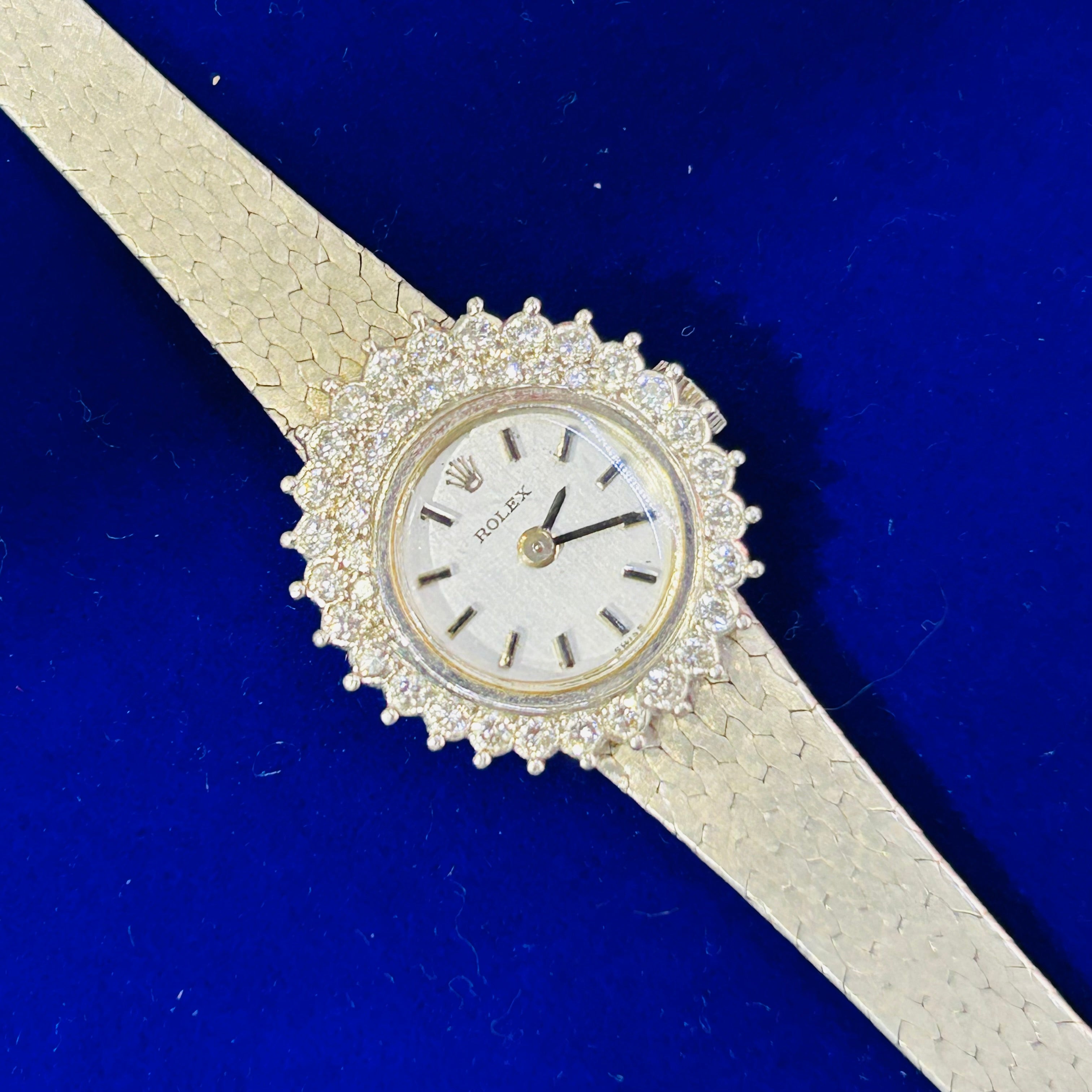 Vintage 18K White Gold Fancy Diamond Rolex Watch