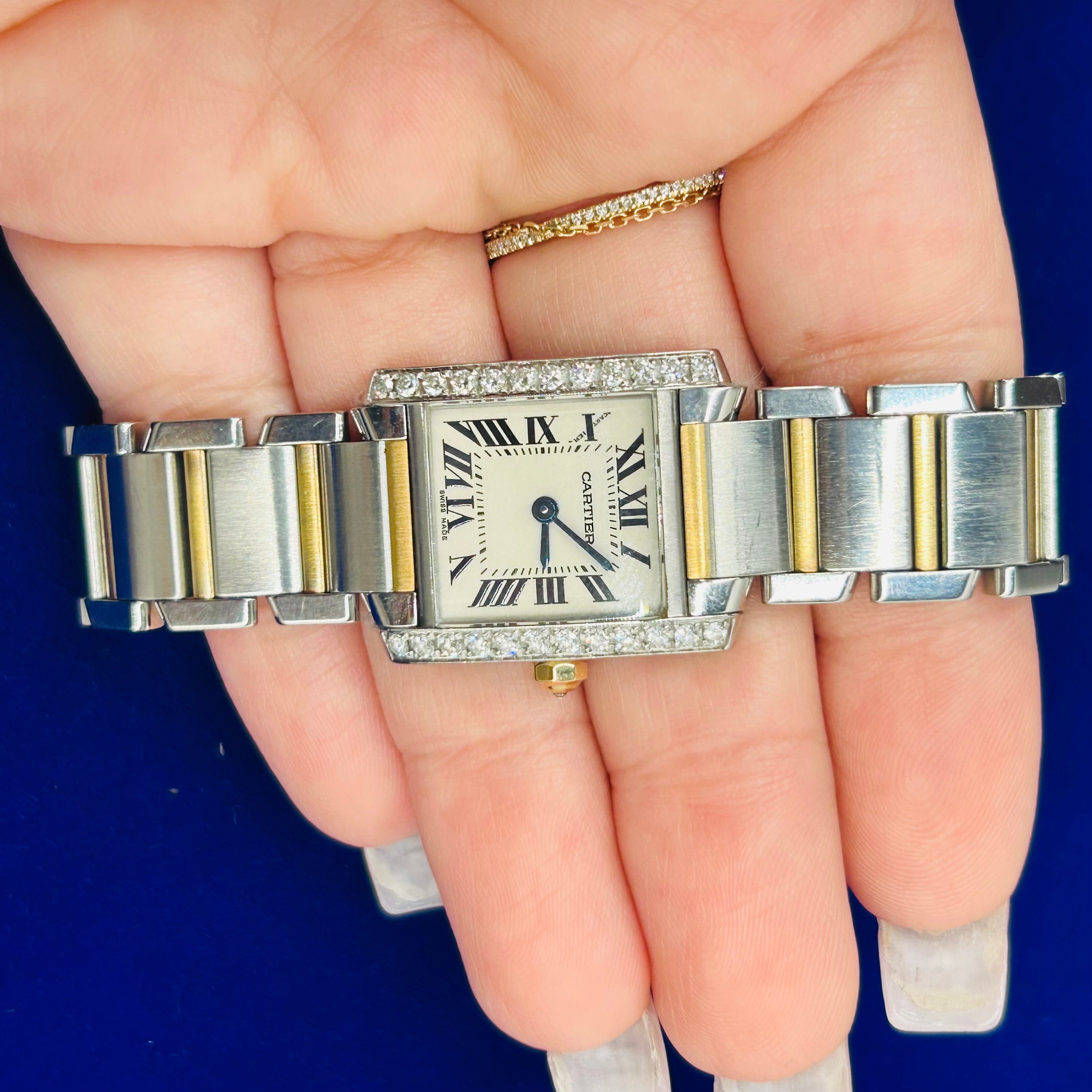 Cartier 18K Yellow Gold & Stainless Steel Tank Francaise Automatic Wrist Watch