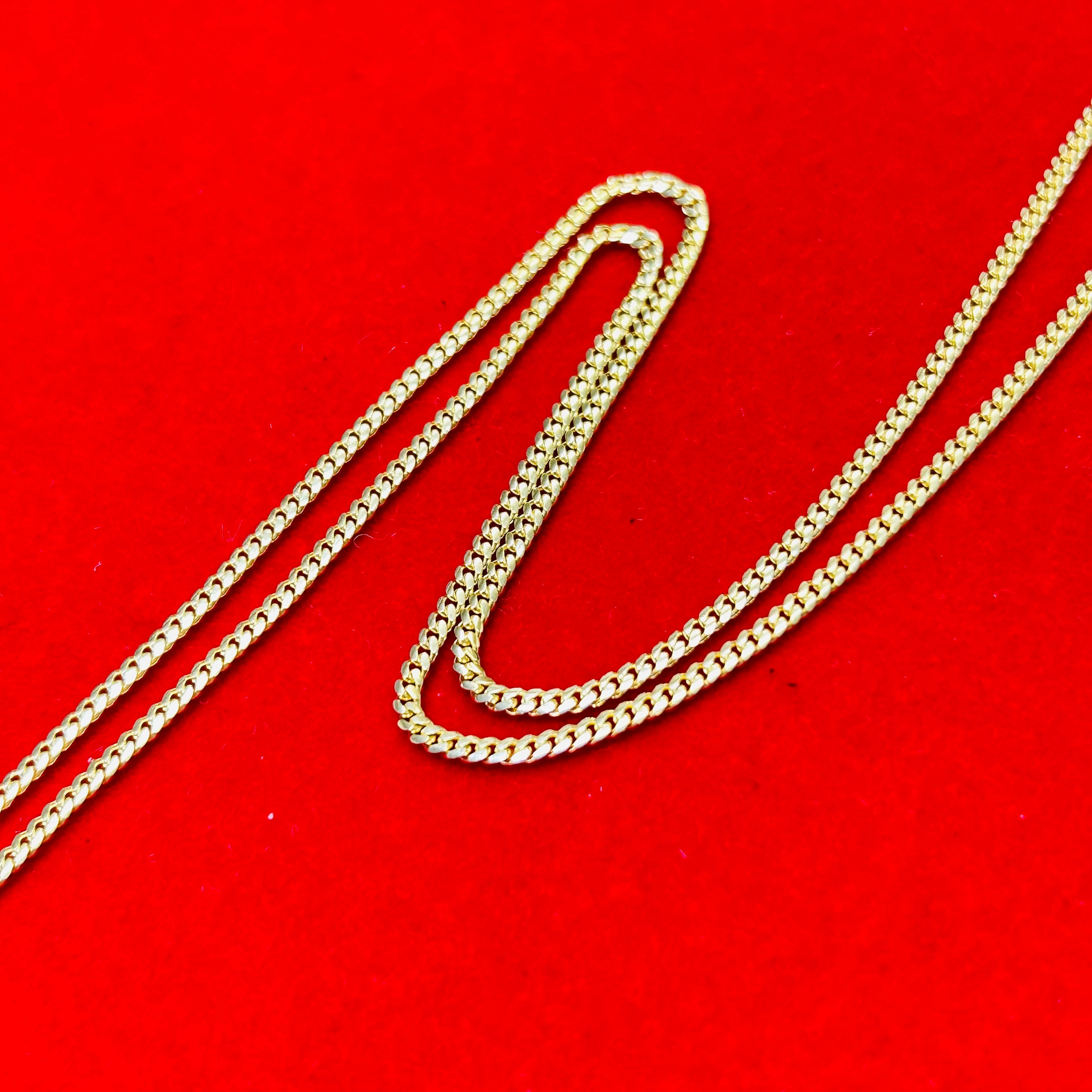 14K Solid Yellow Gold Cuban Link Necklace Chain 2mm