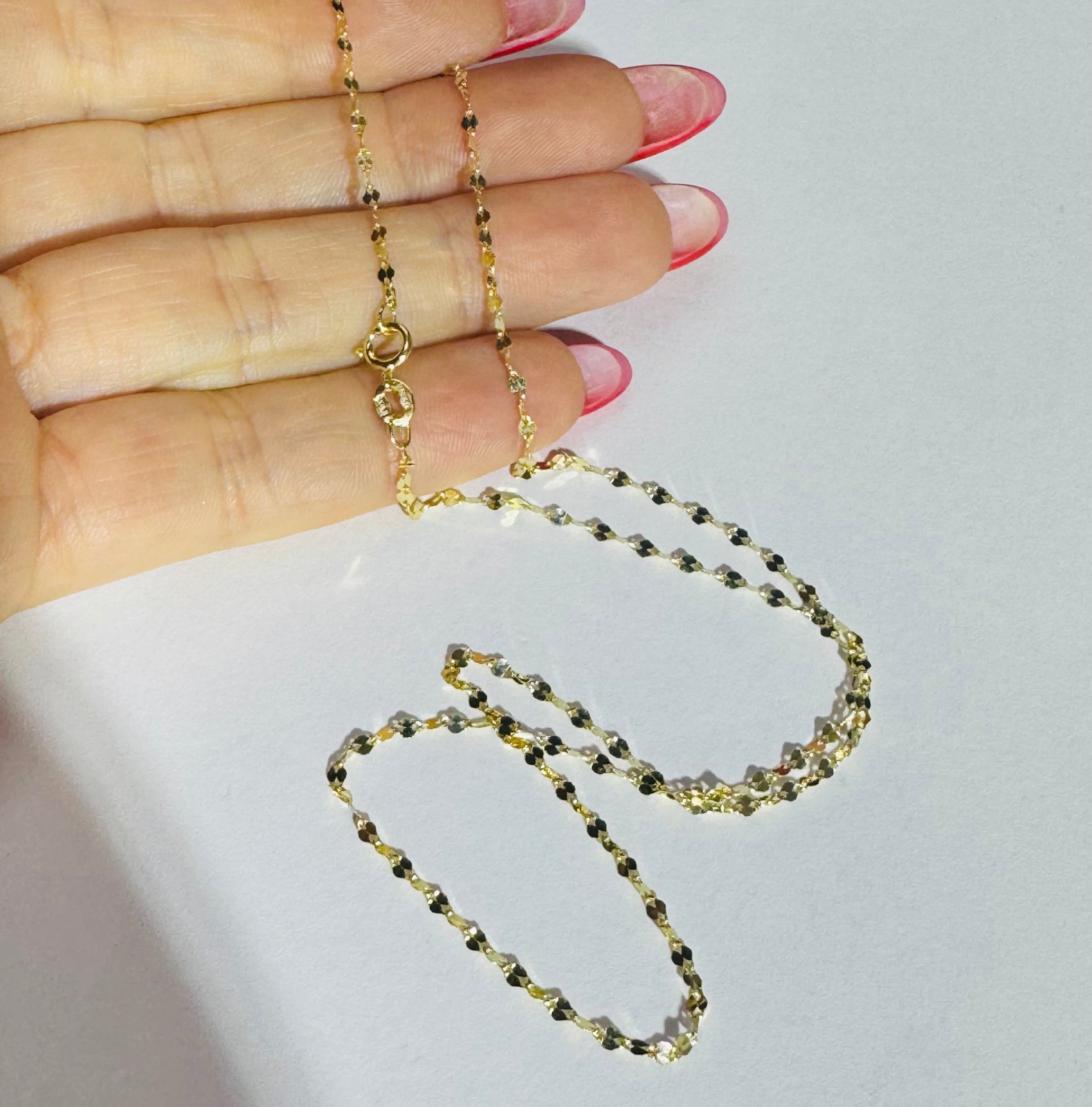 1mm Solid 14K Yellow Super Shiny Sparkle Chain