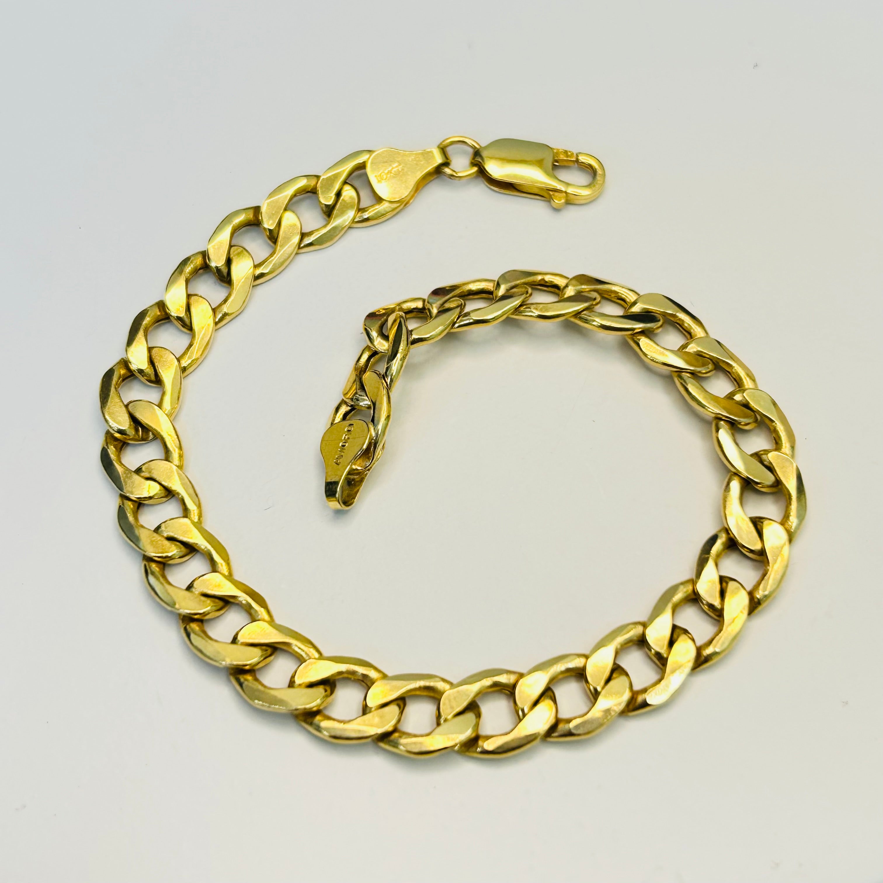 10K 7.8mm Yellow Gold Cuban Curb Link Bracelet 8.25