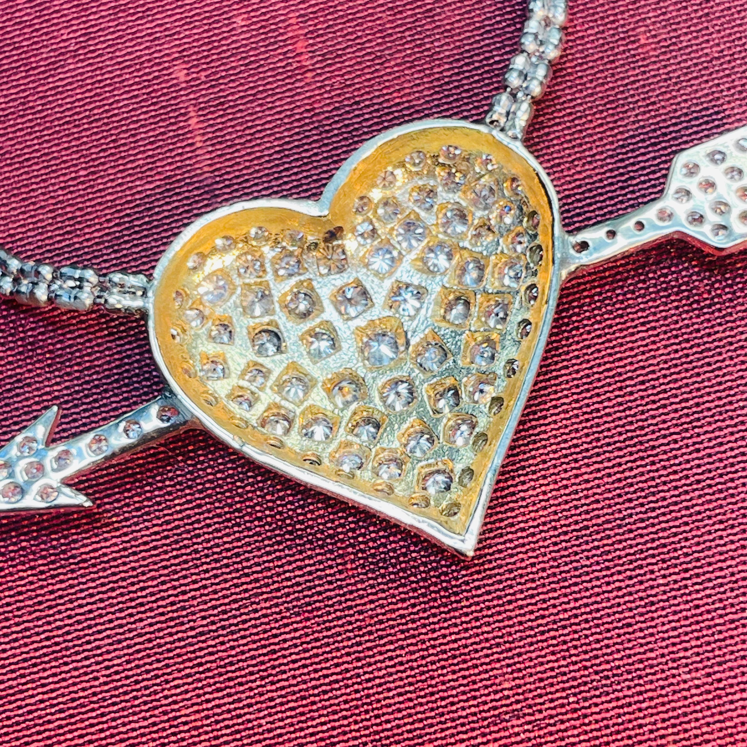 Diamond Pave Heart and Arrow Necklace