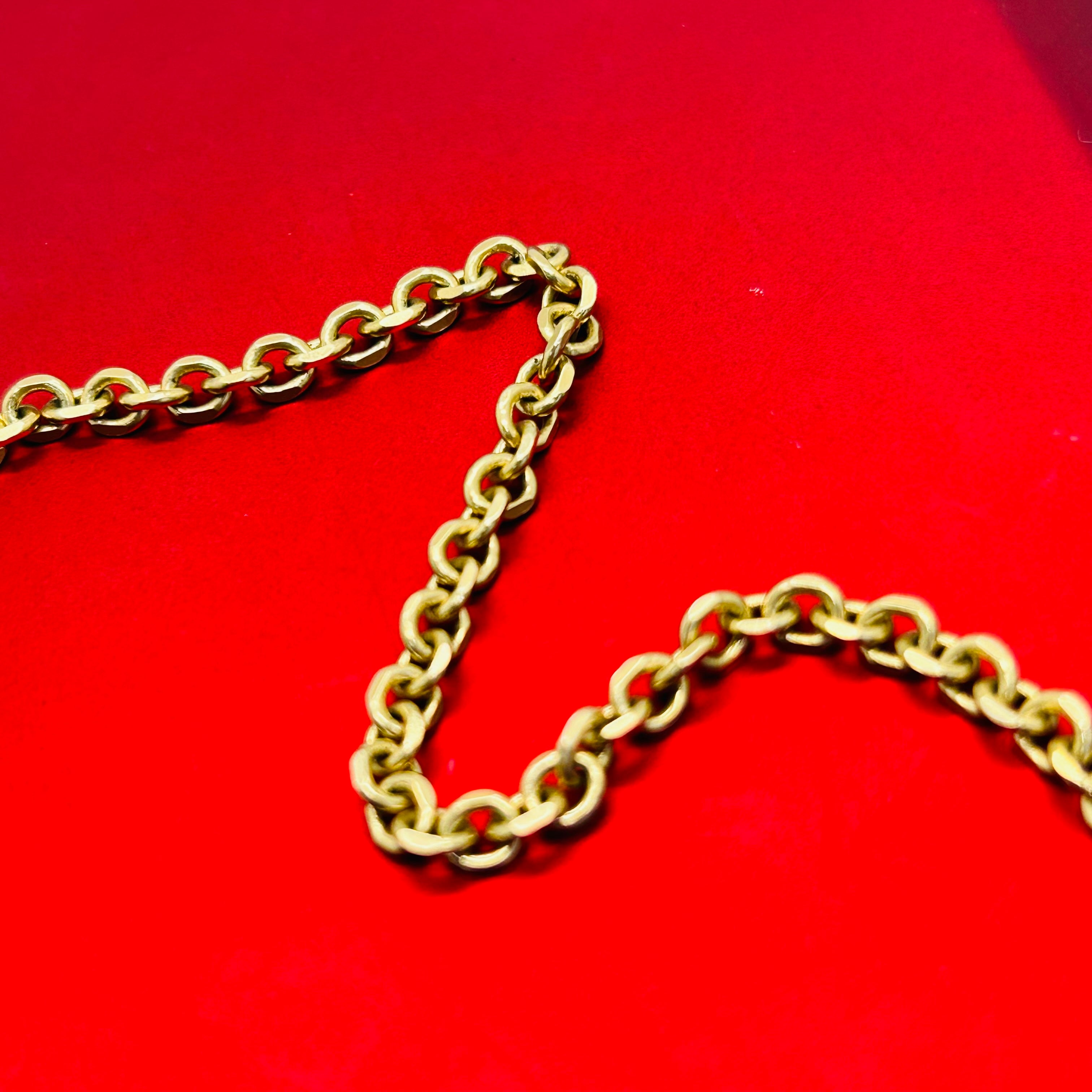 14K Yellow Gold 4mm Solid Rolo Chain Bracelet 6.75”