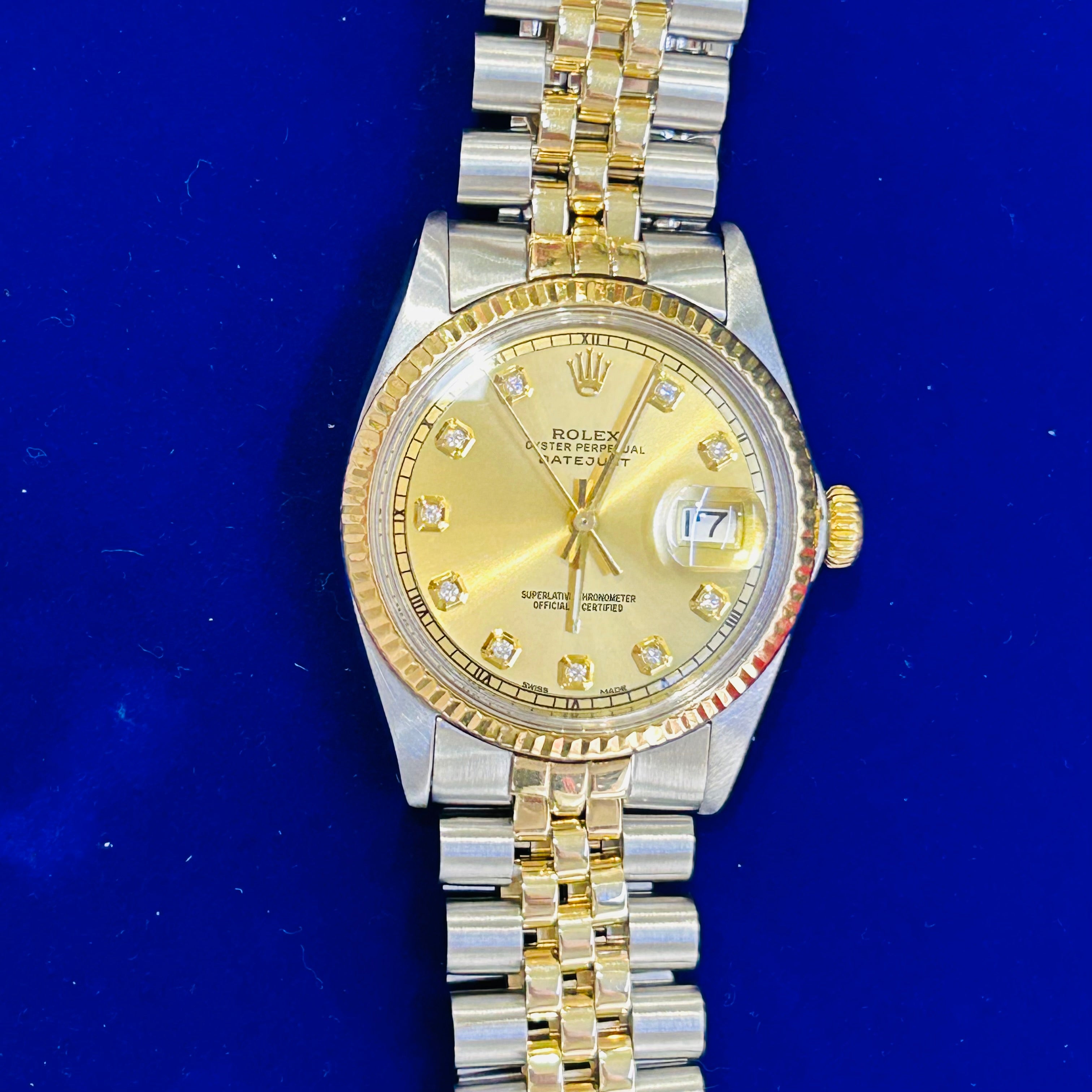 Vintage Stainless Steel and 18K Gold 36MM Oyster Perpetual Datejust Rolex Watch