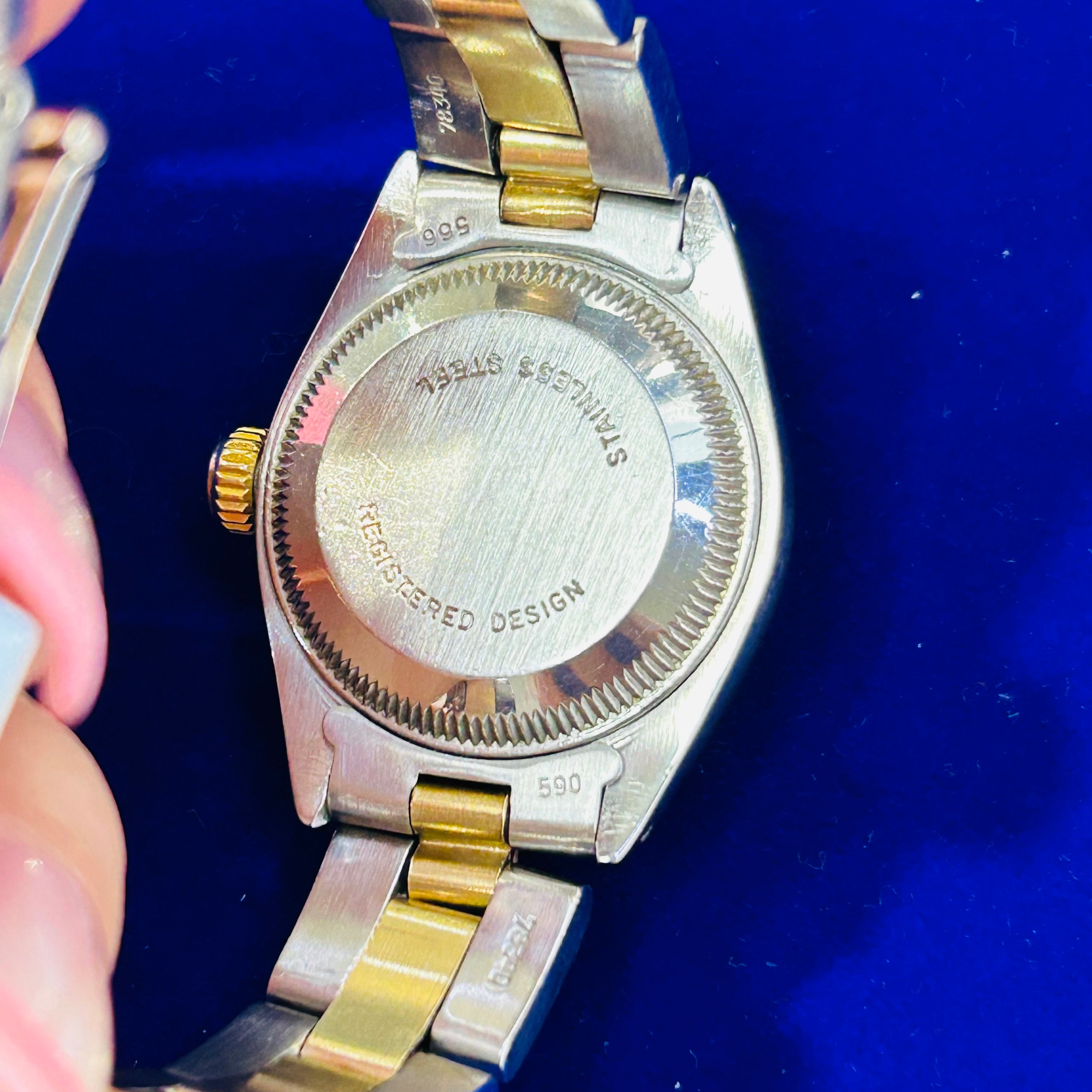 Vintage Stainless Steel Two Tone 26MM Oyster Perpetual Date Rolex Watch