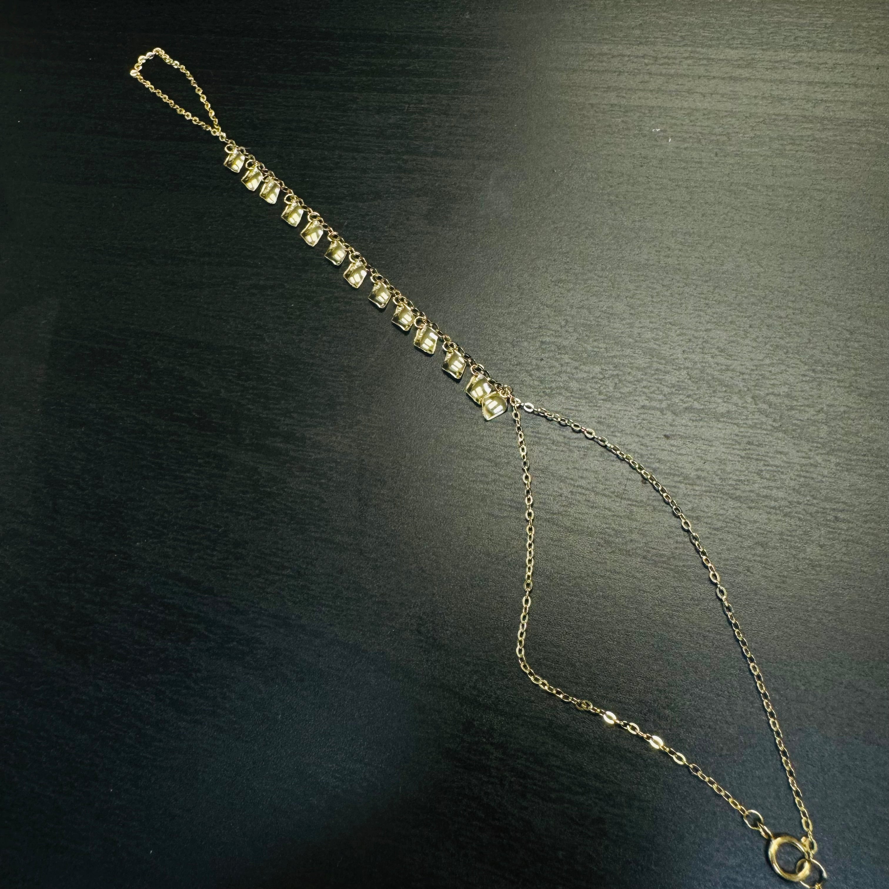 14k Yellow Gold Fringe Dangling Handchain