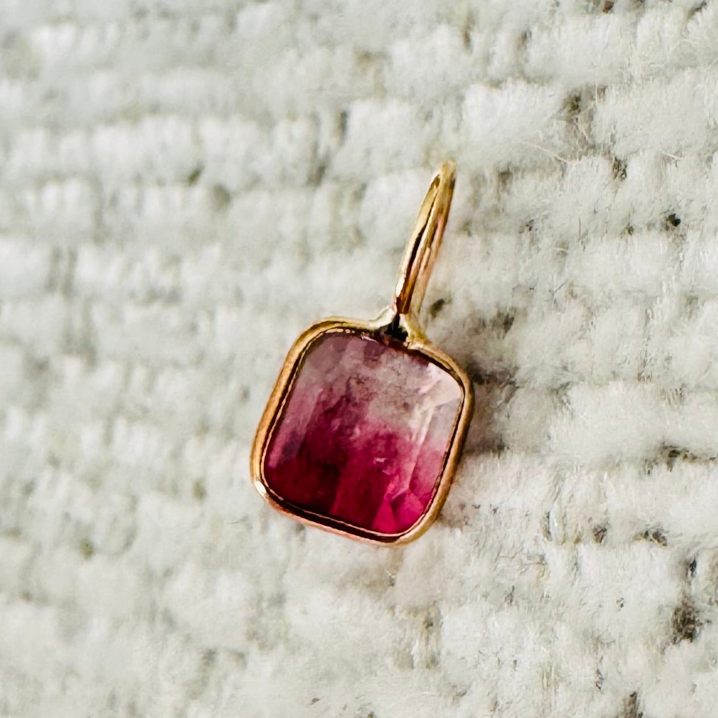 Bi Color Tourmaline 14K Yellow Gold Charm Pendant