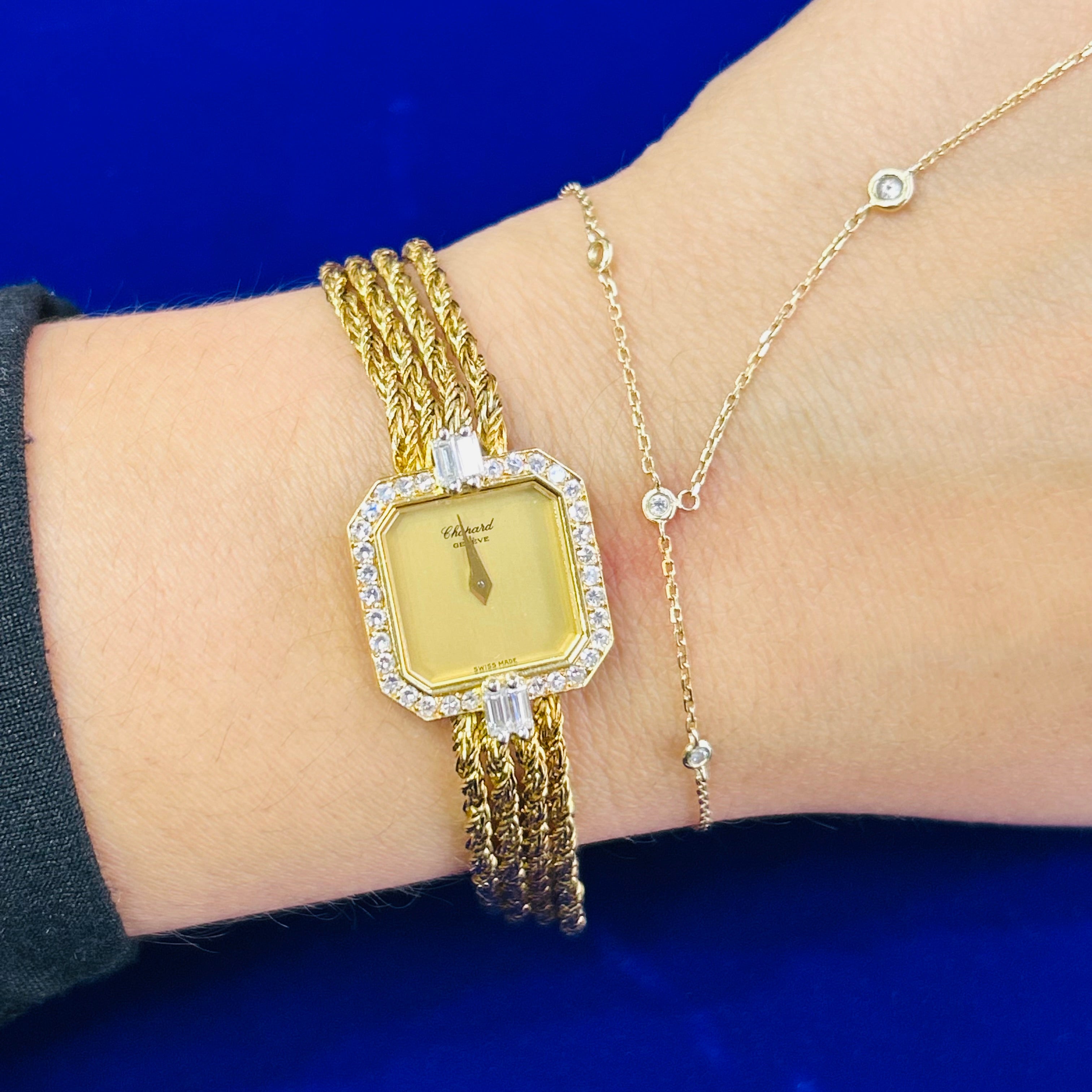 18K Yellow Gold Ladies Chopard Geneve Diamond Wrist Watch