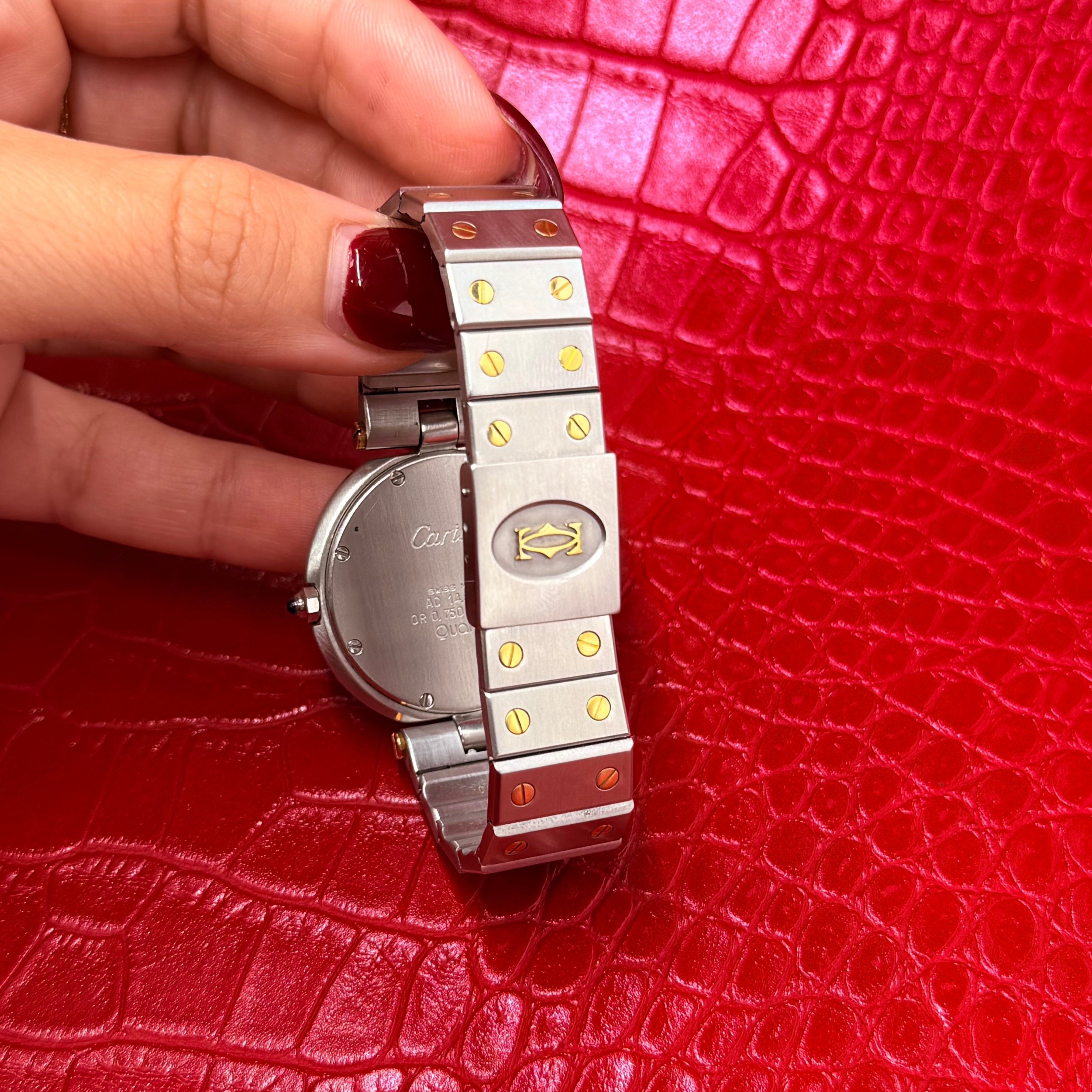 Cartier Santos Ronde “Ghost Dial” 18K & Stainless Steel Quartz Wrist Watch 6.5”