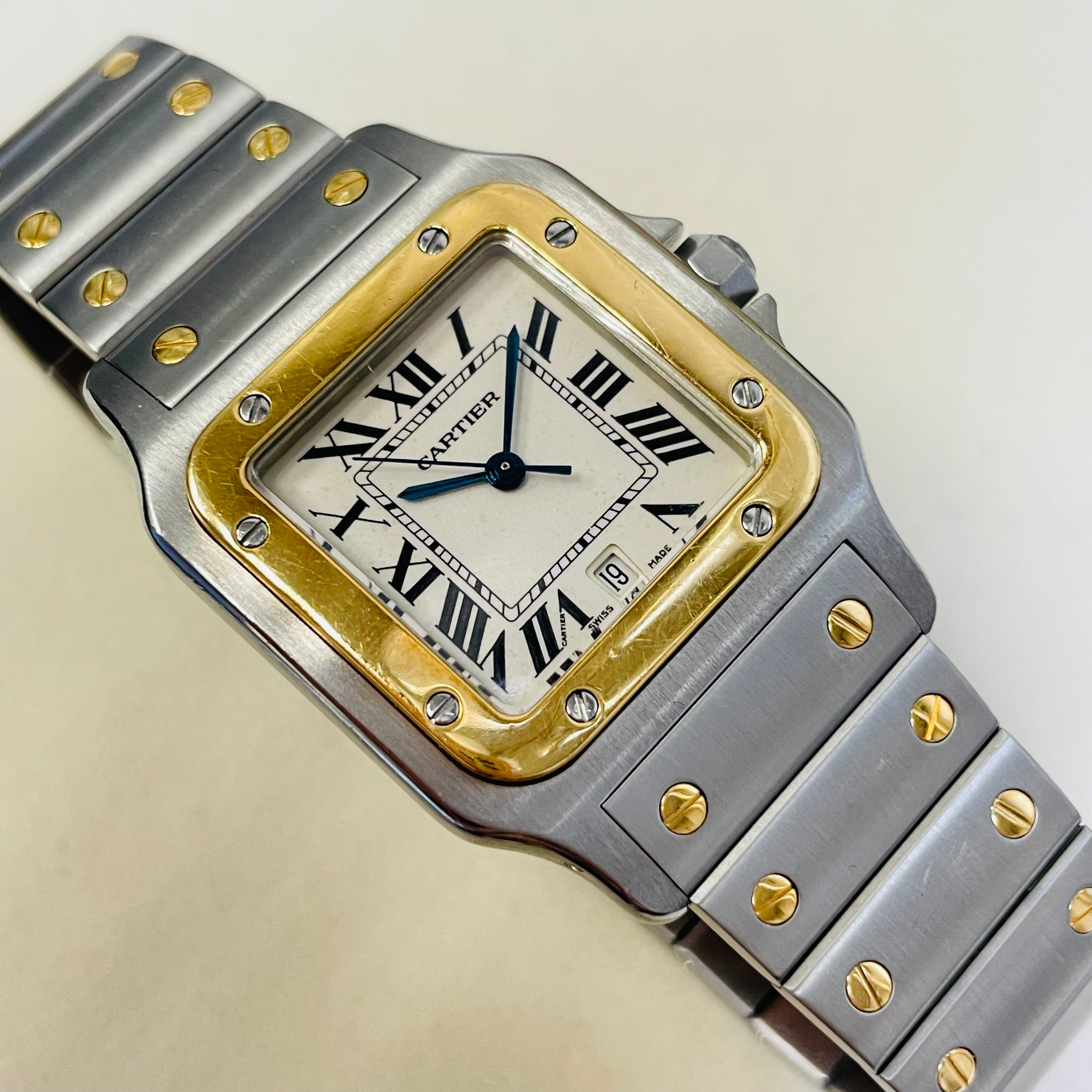 29mm 18K Yellow Gold and Stainless Steel Cartier Santos Large size