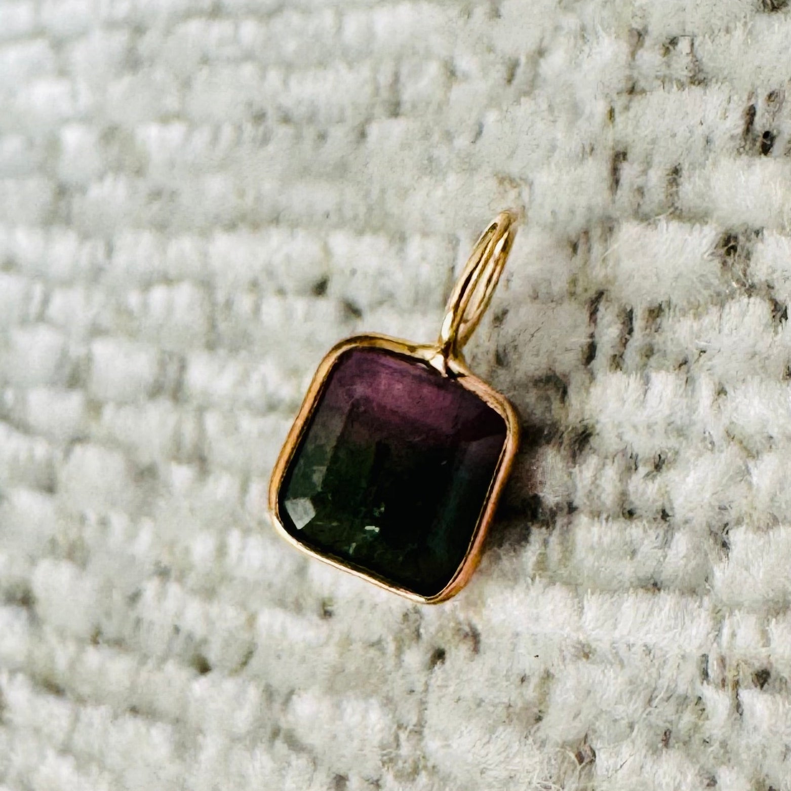 Bi Color Tourmaline 14K Yellow Gold Charm Pendant