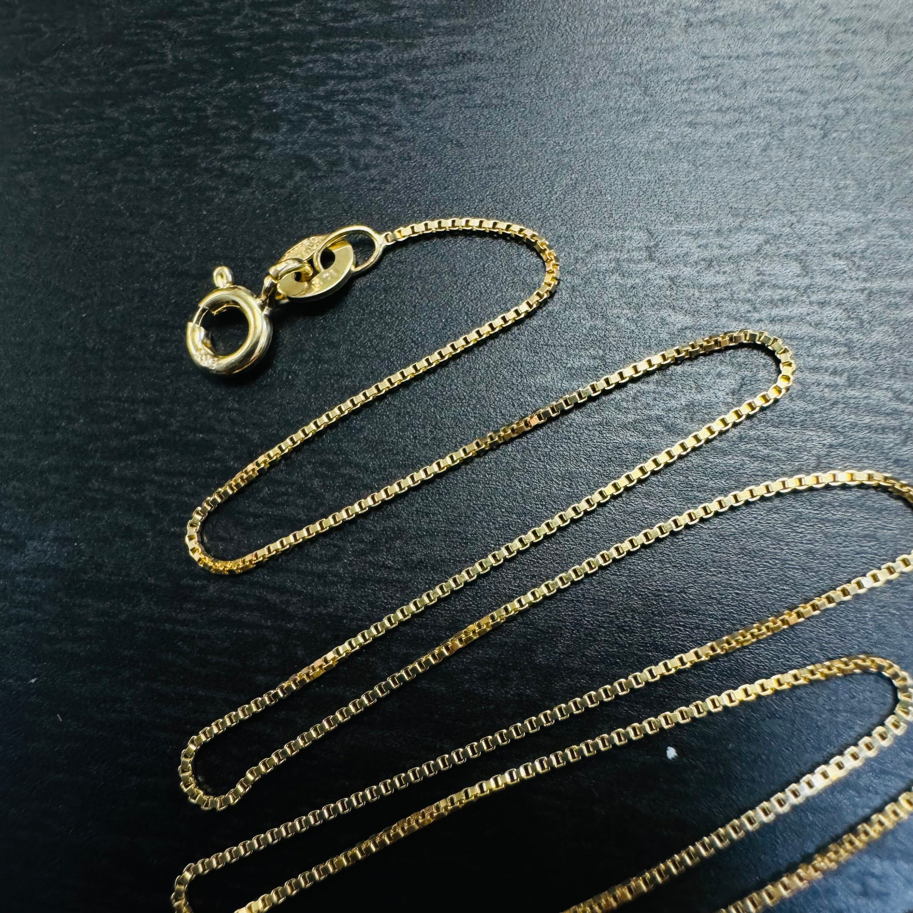 0.5mm 16” Solid 14K Yellow Gold Box Chain Necklace Chain