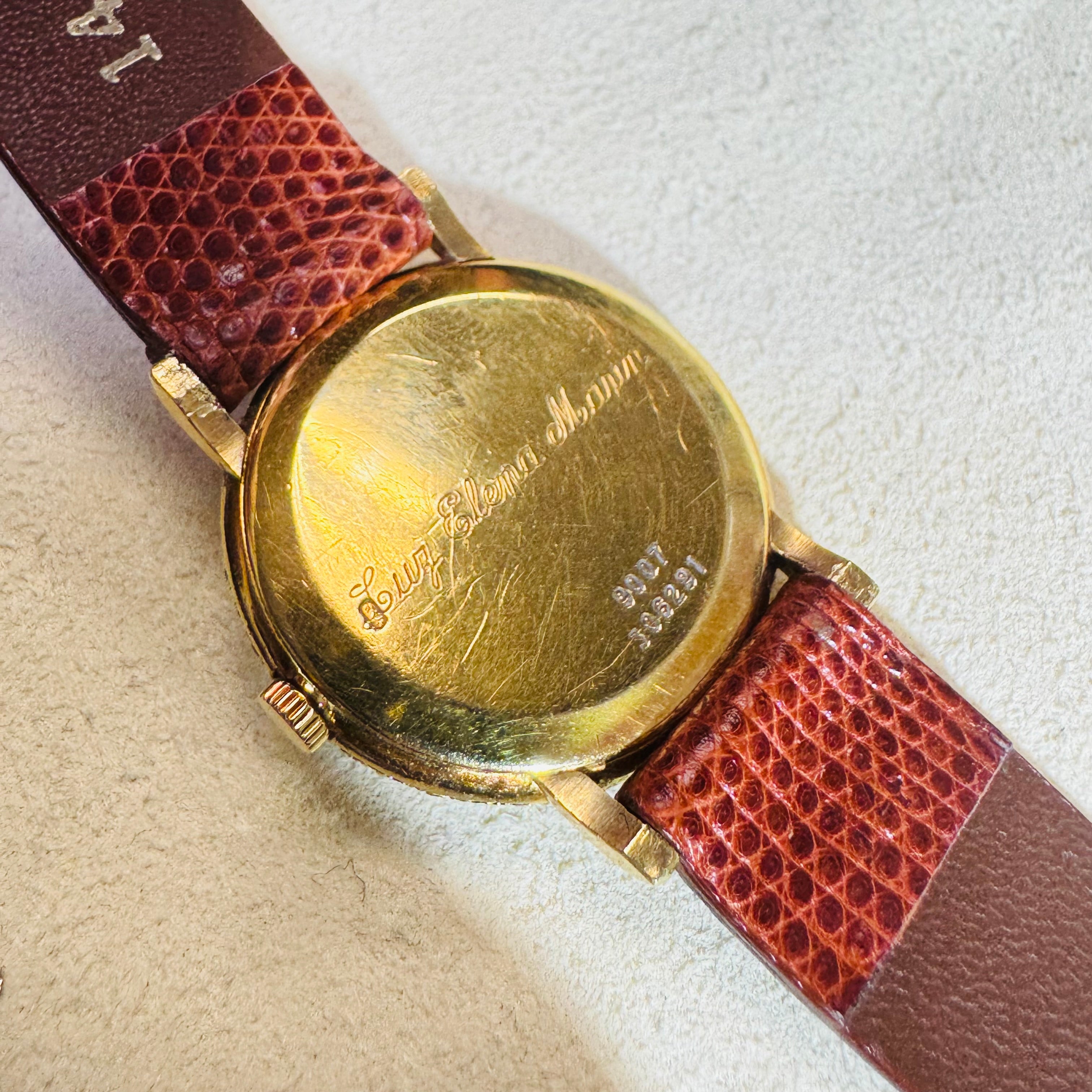 25mm 18K Yellow Gold Diamond Bezel Piaget with Leather Strap