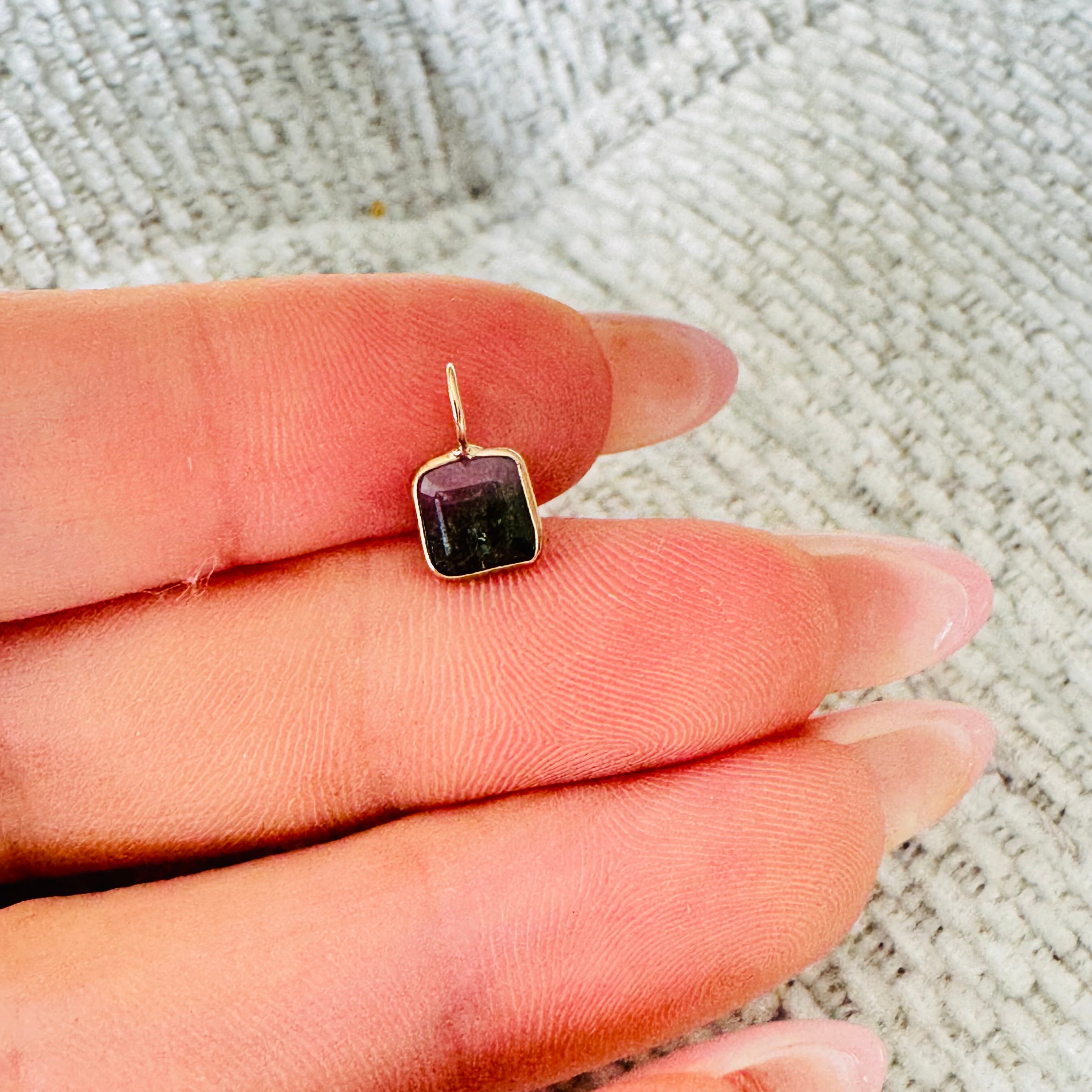 Bi Color Tourmaline 14K Yellow Gold Charm Pendant