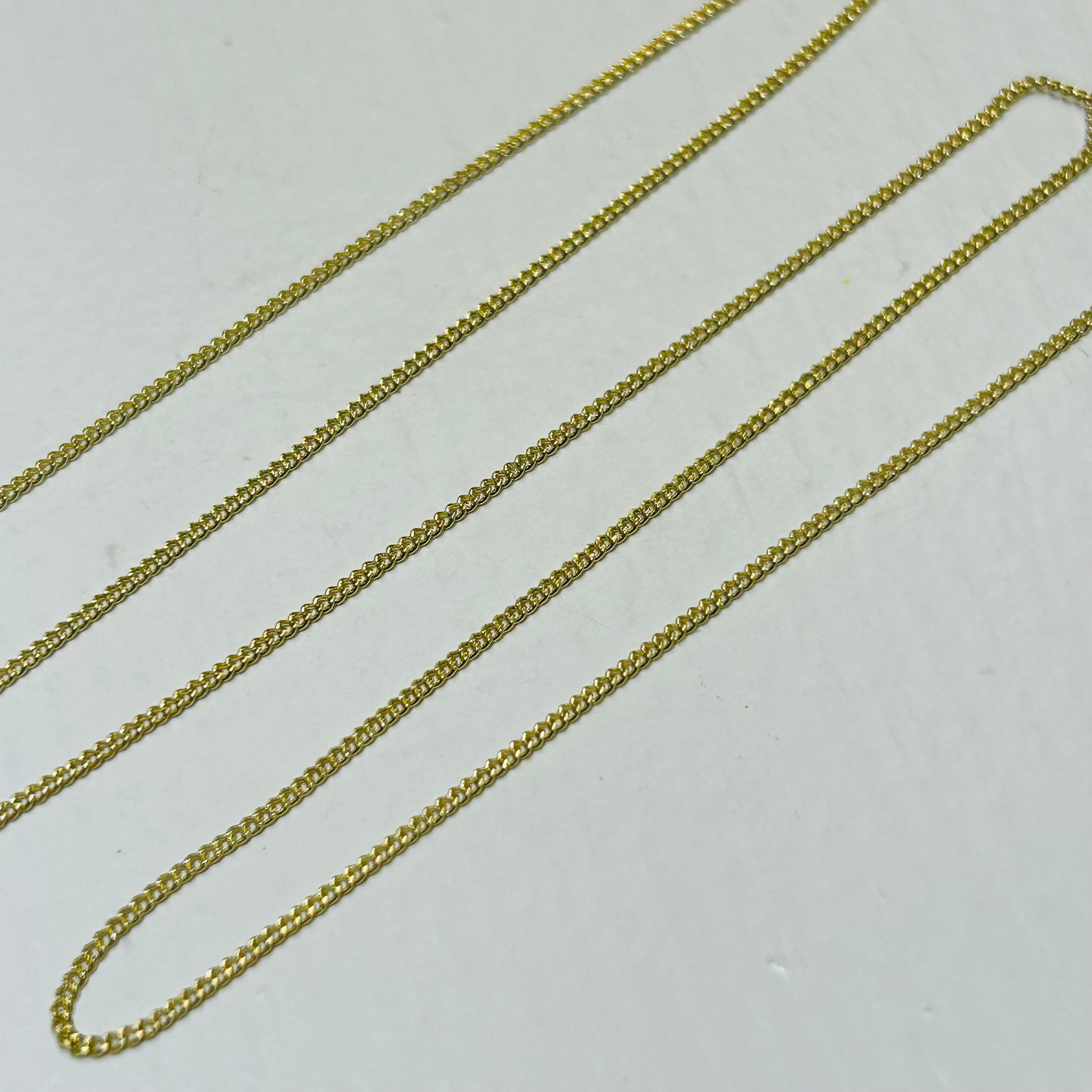 14K Solid Yellow Gold Cuban Link Necklace Chain 1.1mm