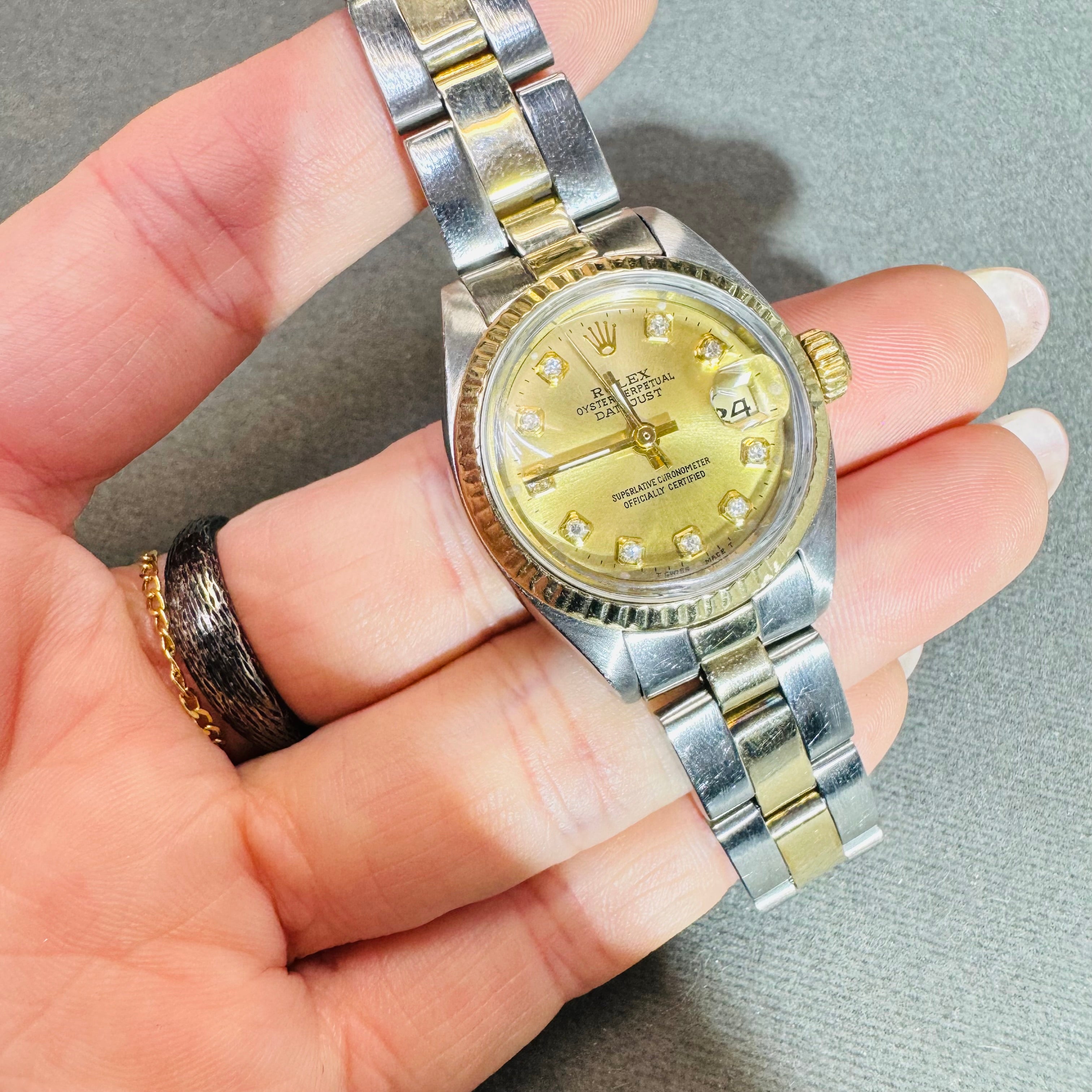 26m SS and Yellow Gold Ladies Rolex Watch with Oyster Band