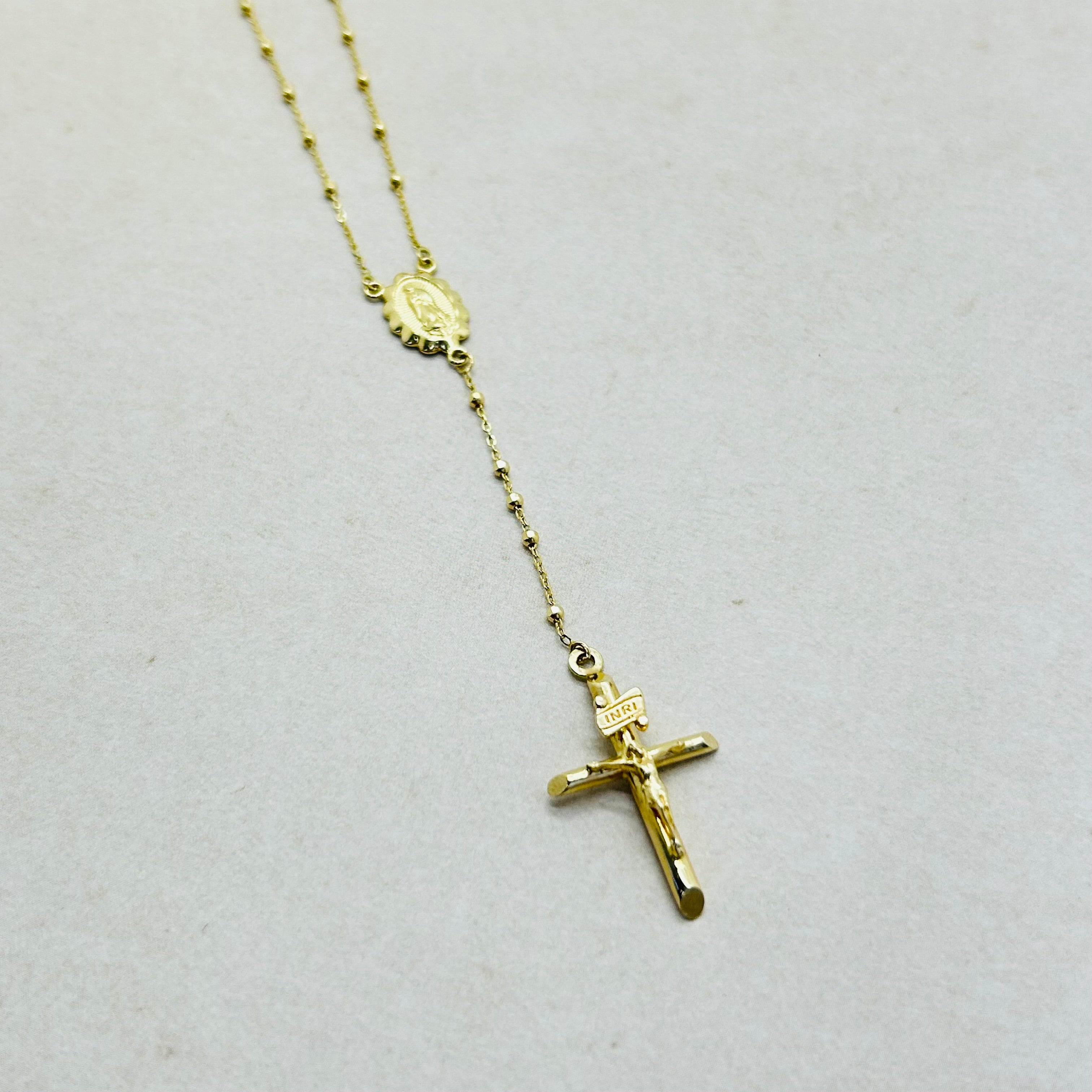 Beautiful 14K Solid Yellow Gold 24”Rosary Necklace