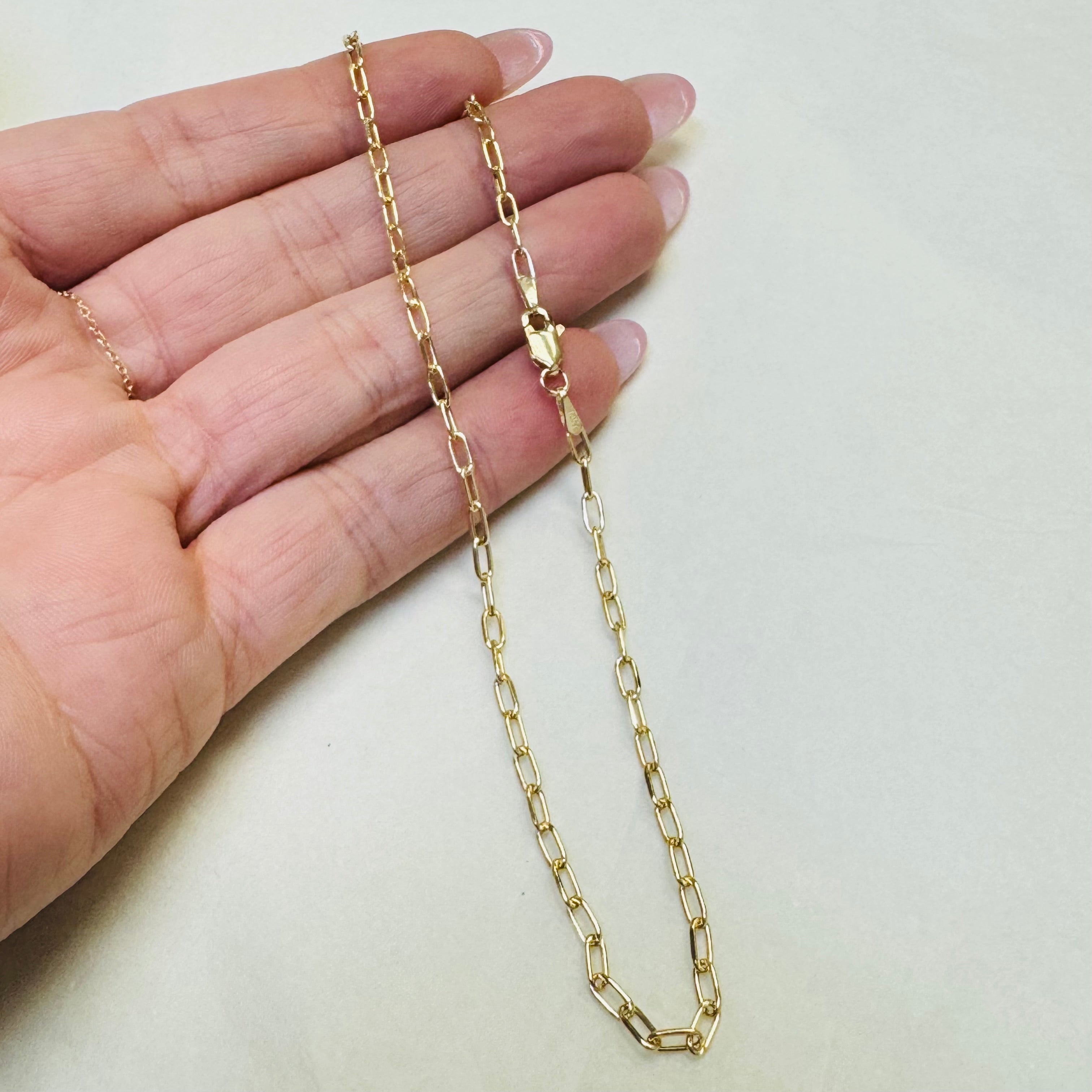 10K Yellow Gold Paperclip Link Chain Anklet 1mm 10”