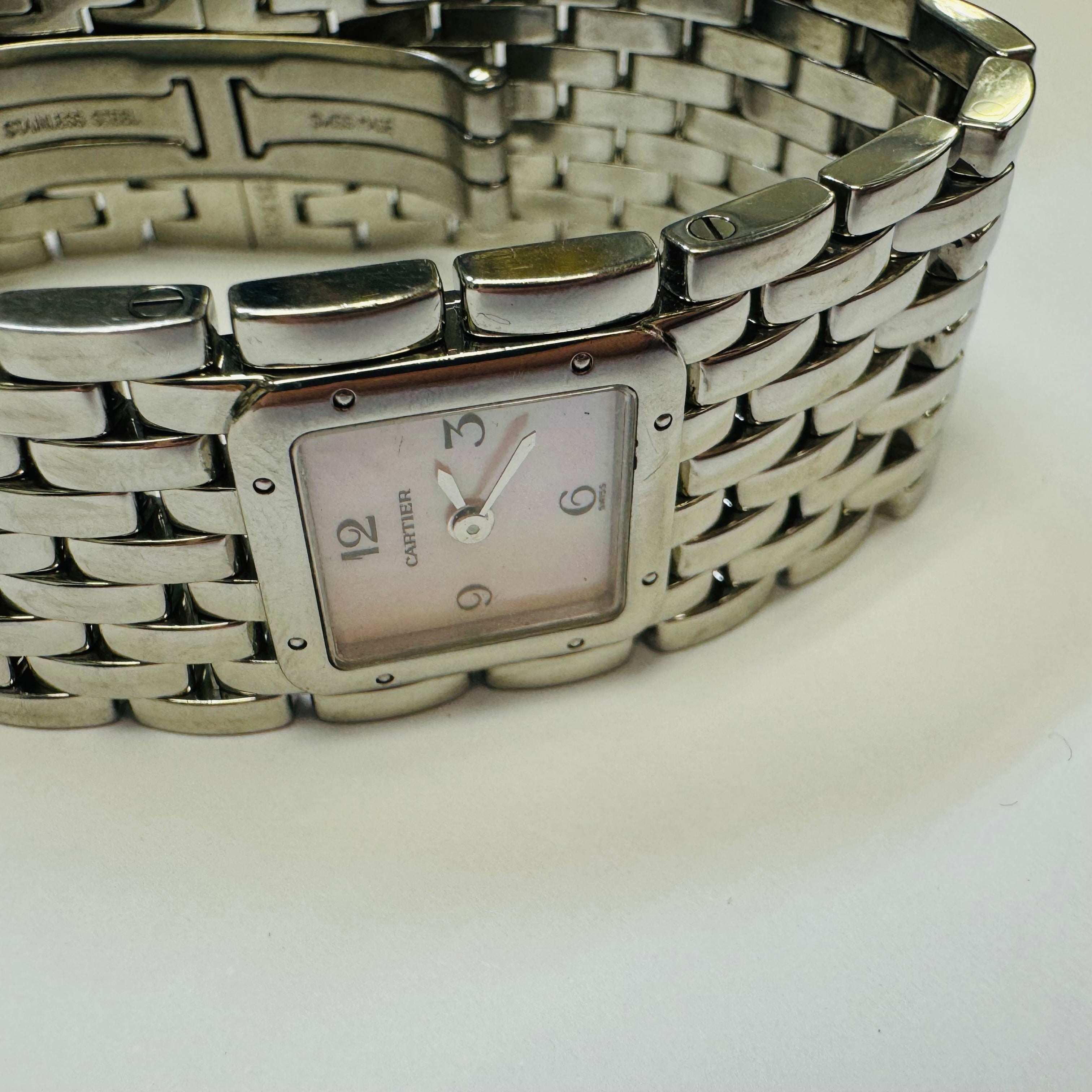 Cartier Pink Mother of Pearl Pathere Reuban Ladies Wrist Watch in Stainless Steel 20mm