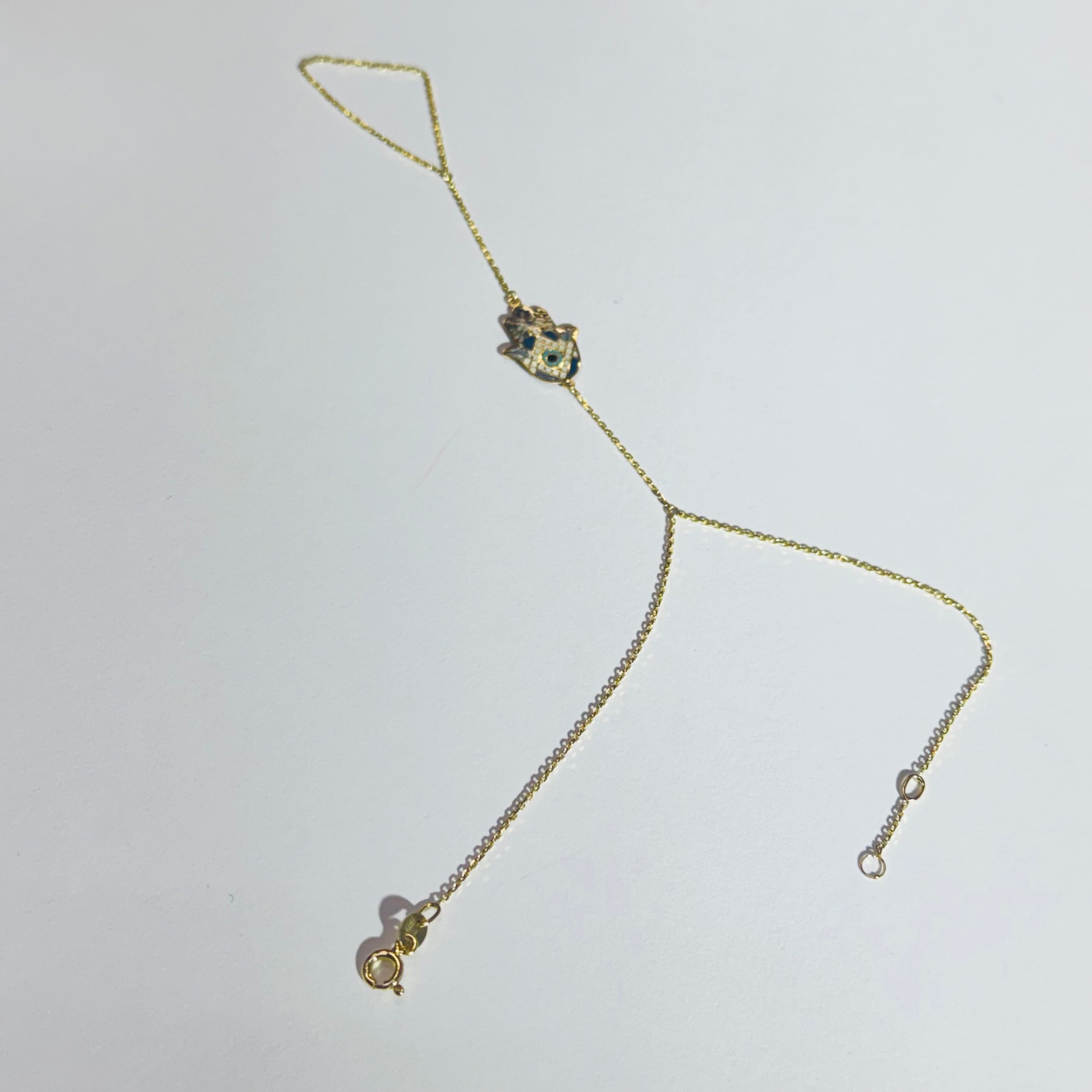 14K Yellow Gold Hamsa Handchain