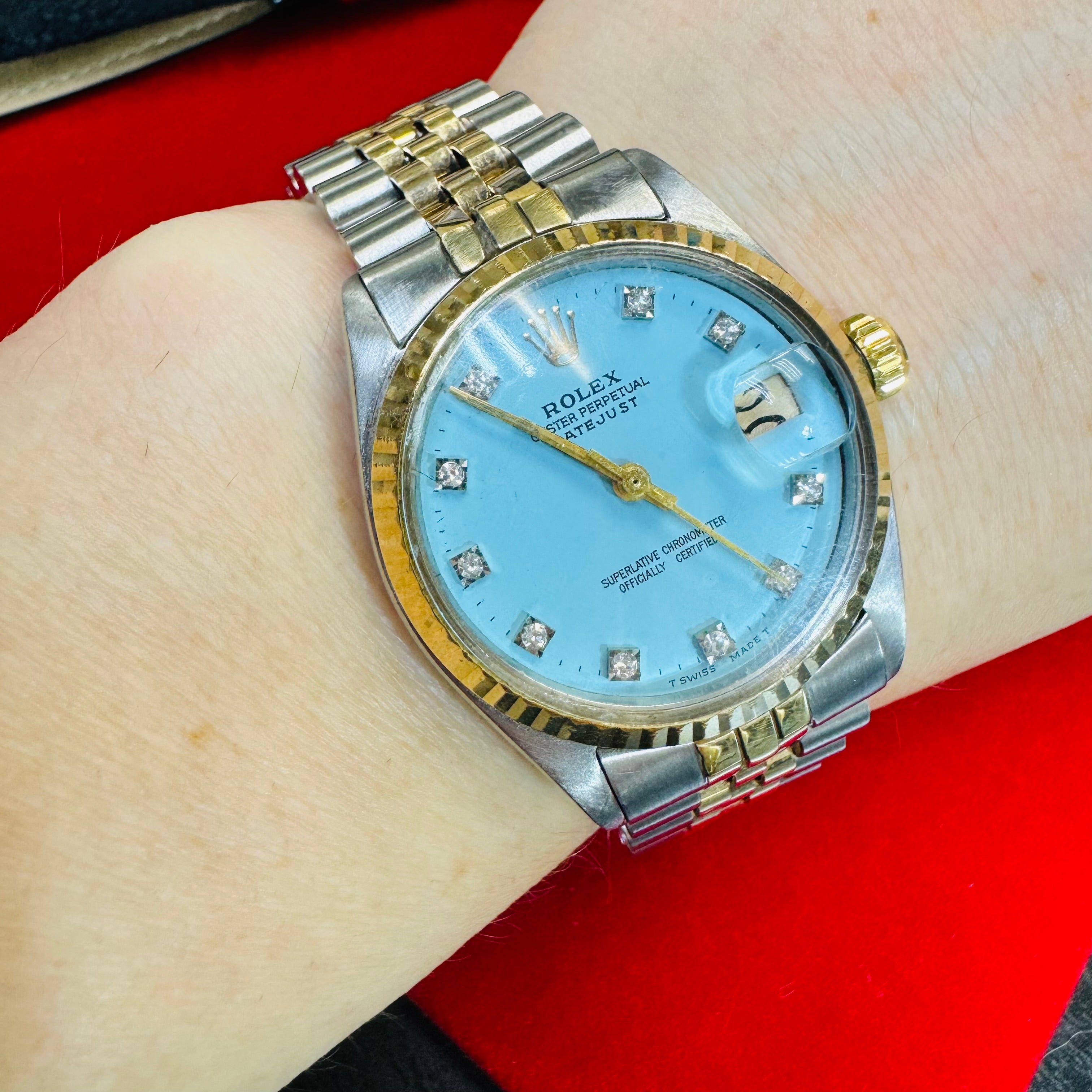 31mm Two Tone Rolex Watch with Factory Tiffany Blue Dial