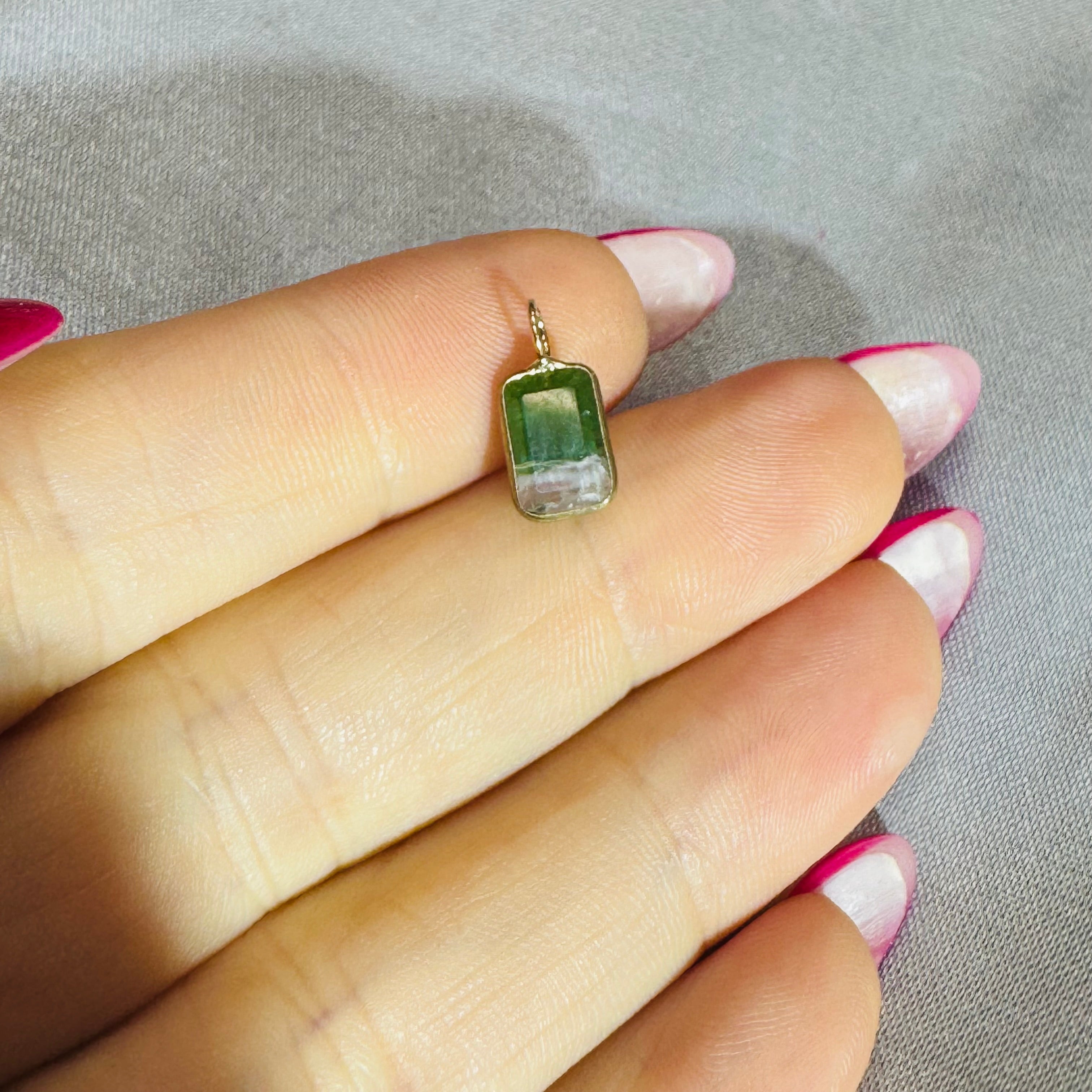 Bi Color Tourmaline Pendant 14K Yellow Gold