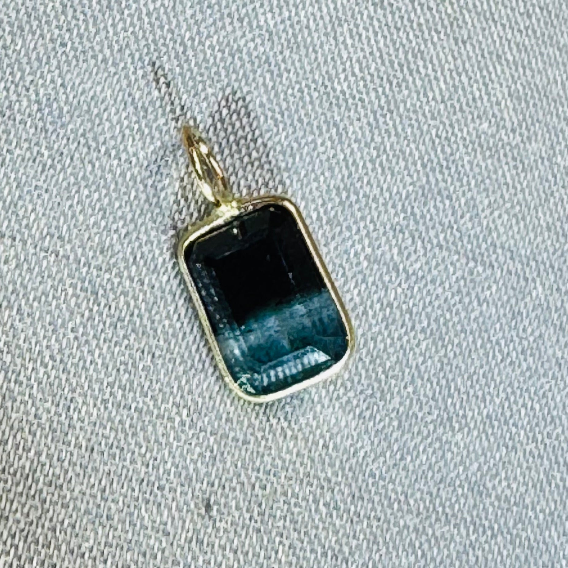 Bi Color Tourmaline Pendant 14K Yellow Gold