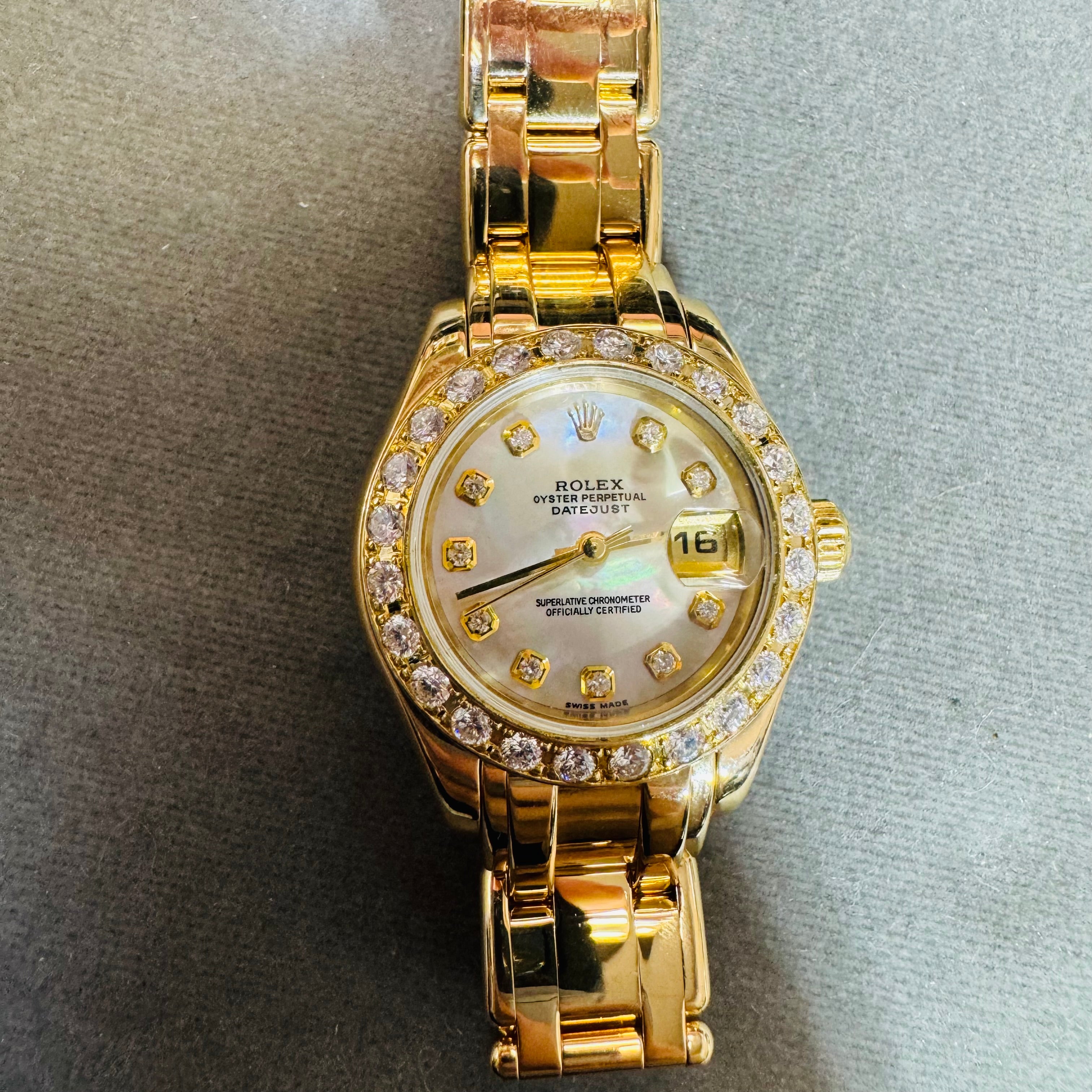 28mm Ladies Rolex Pearl Master Masterpiece Diamond Bezel and Dial Watch 2000