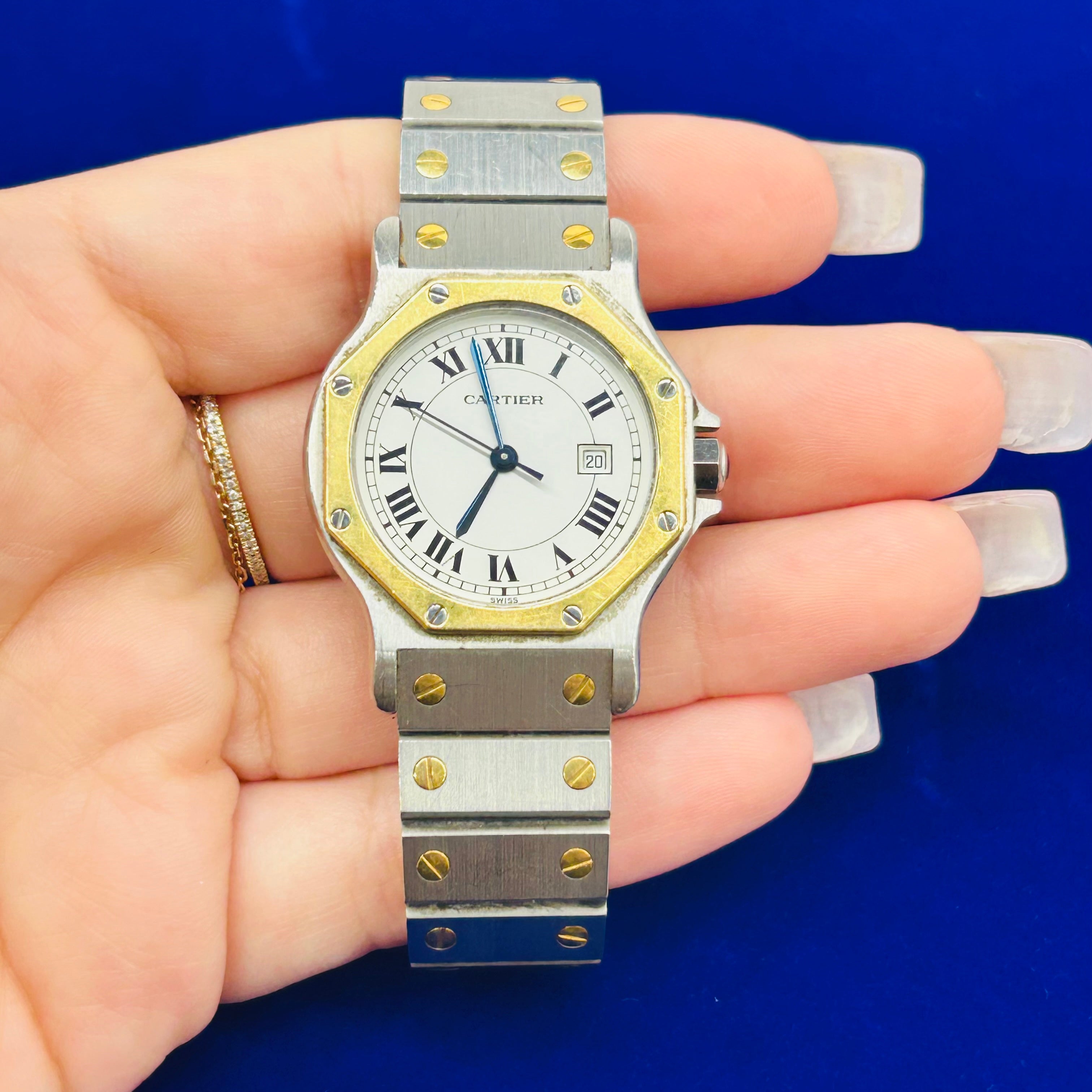 Cartier 18K Yellow Gold & Stainless Steel Octagon Satnos Automatic Wrist