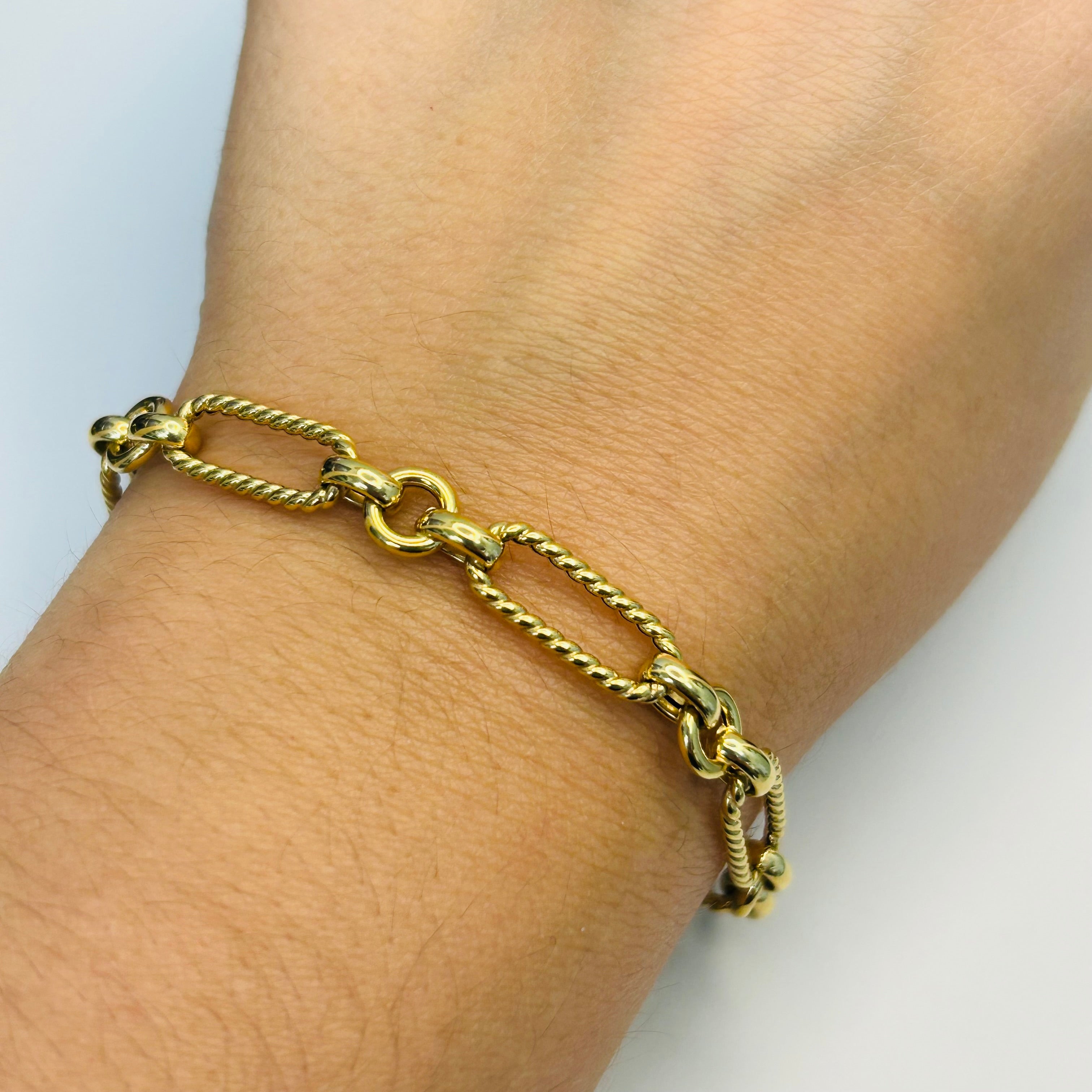 6.5mm 14K Yellow Gold Link Bracelet 7.75”