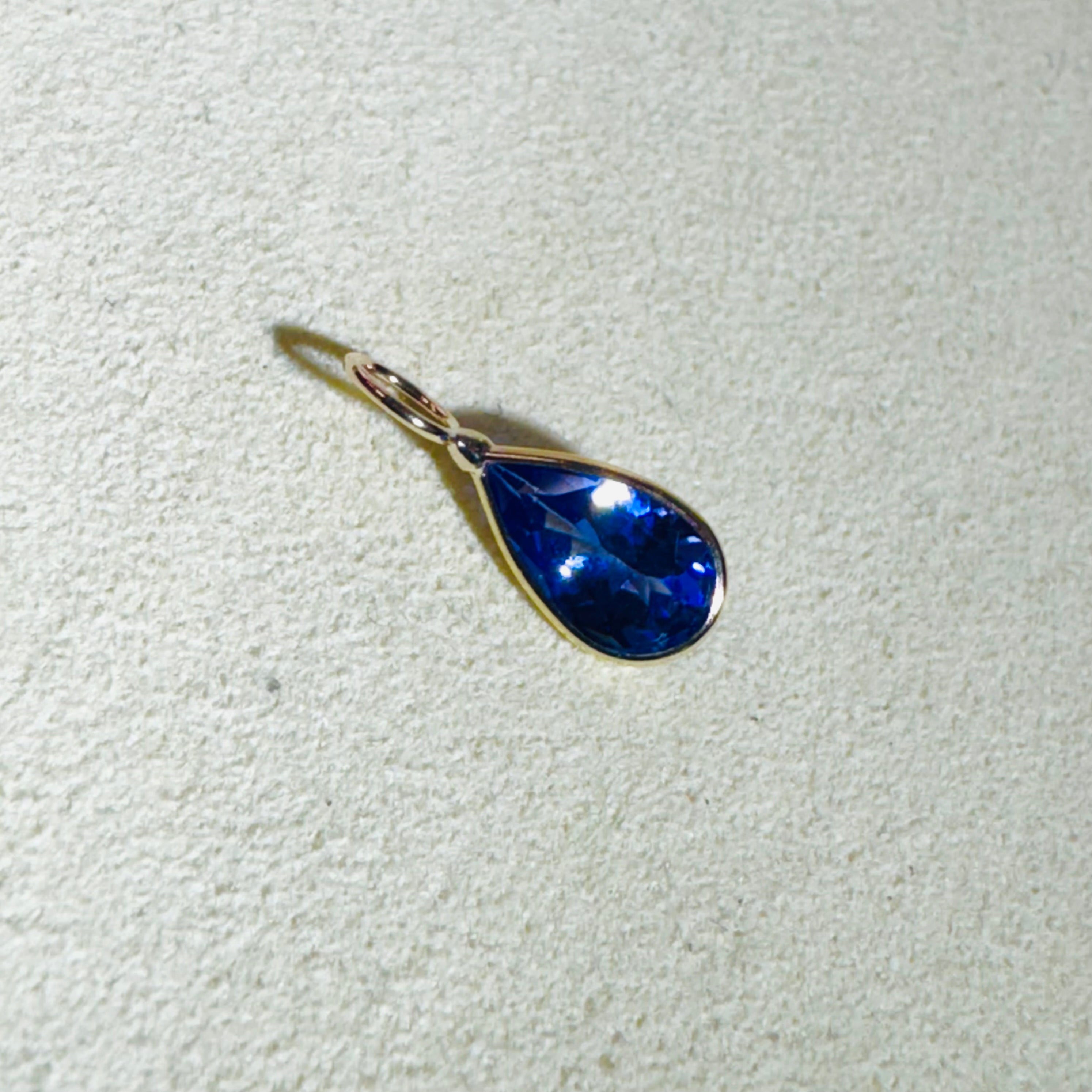 Natural Pear Tanzanite 14K Gem Charm Pendant