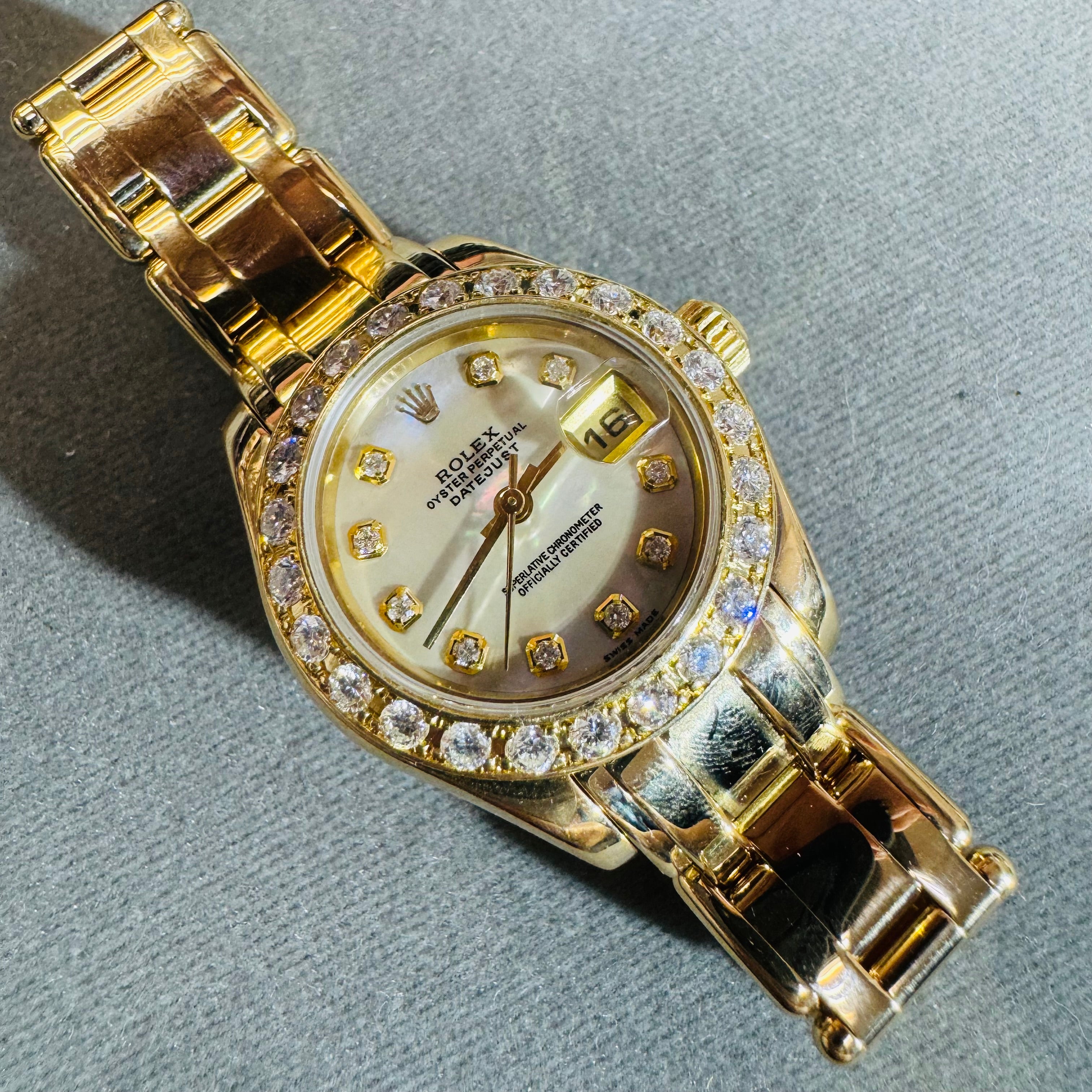 28mm Ladies Rolex Pearl Master Masterpiece Diamond Bezel and Dial Watch 2000