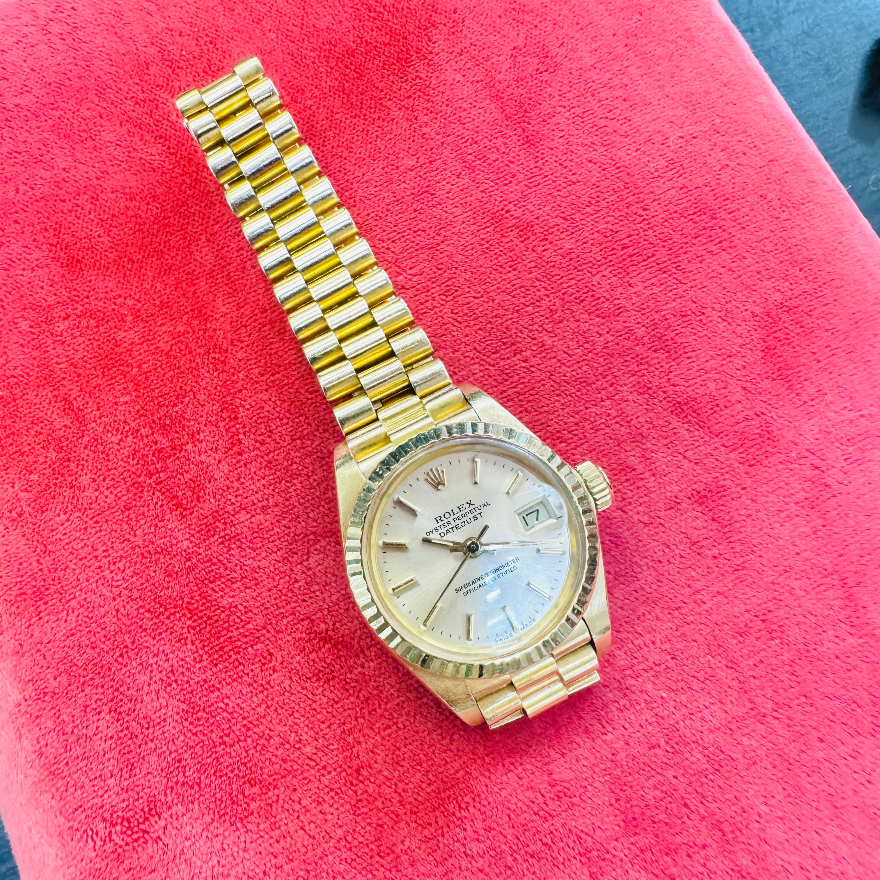 26mm 18K Yellow Gold Ladies Rolex President Watch Year 1982