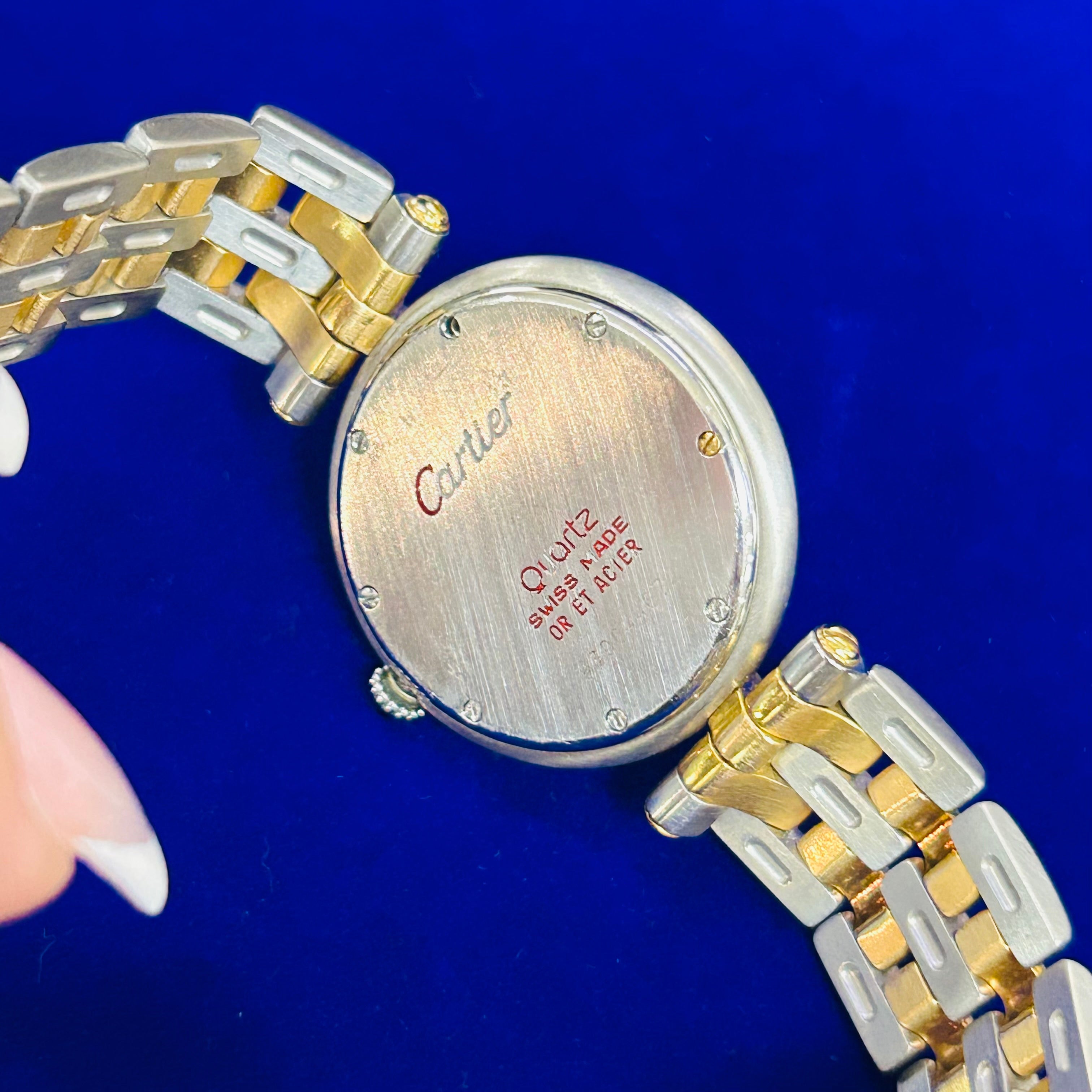 Cartier Vendome 30mm Two-Tone Two Row Gold Quartz Watch Circa 1990' 6.75"