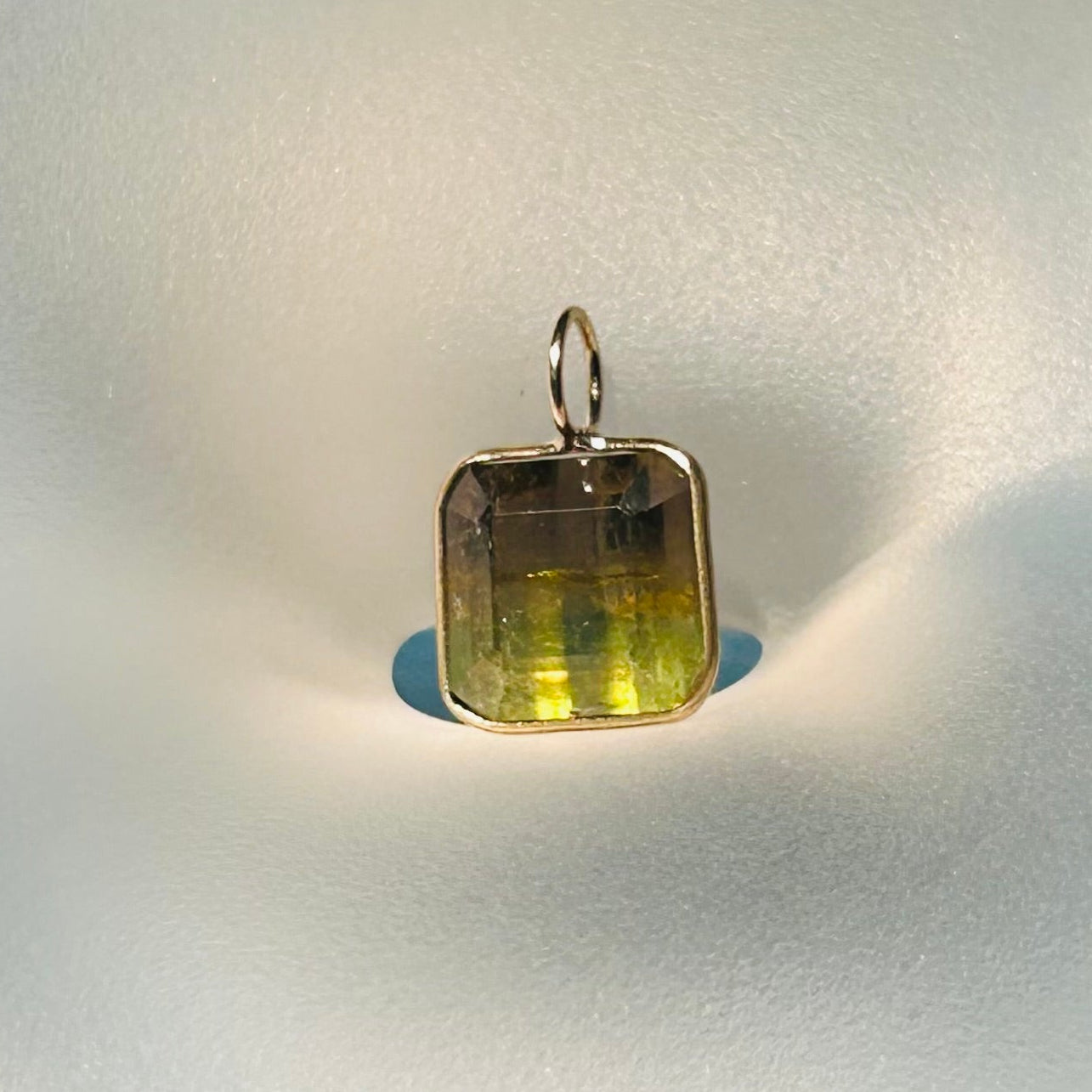 Bi Color Tourmaline 14K Yellow Gold Charm Pendant