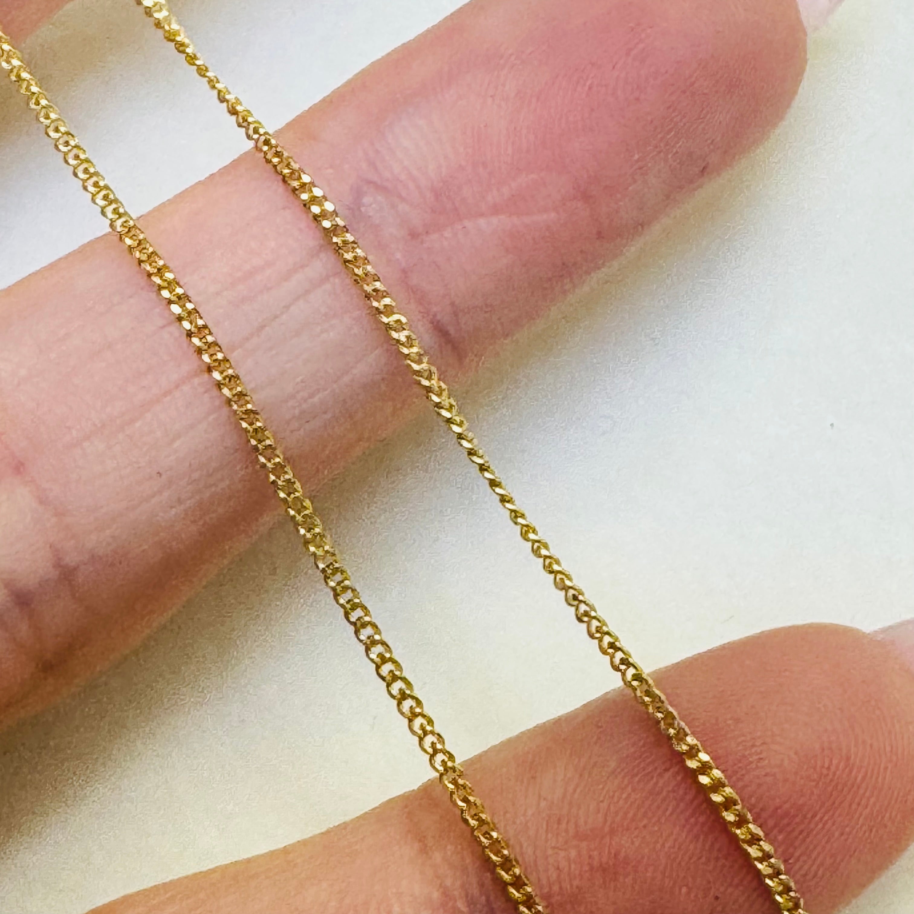 10K Yellow Gold Curb Chain Anklet 1mm 10”