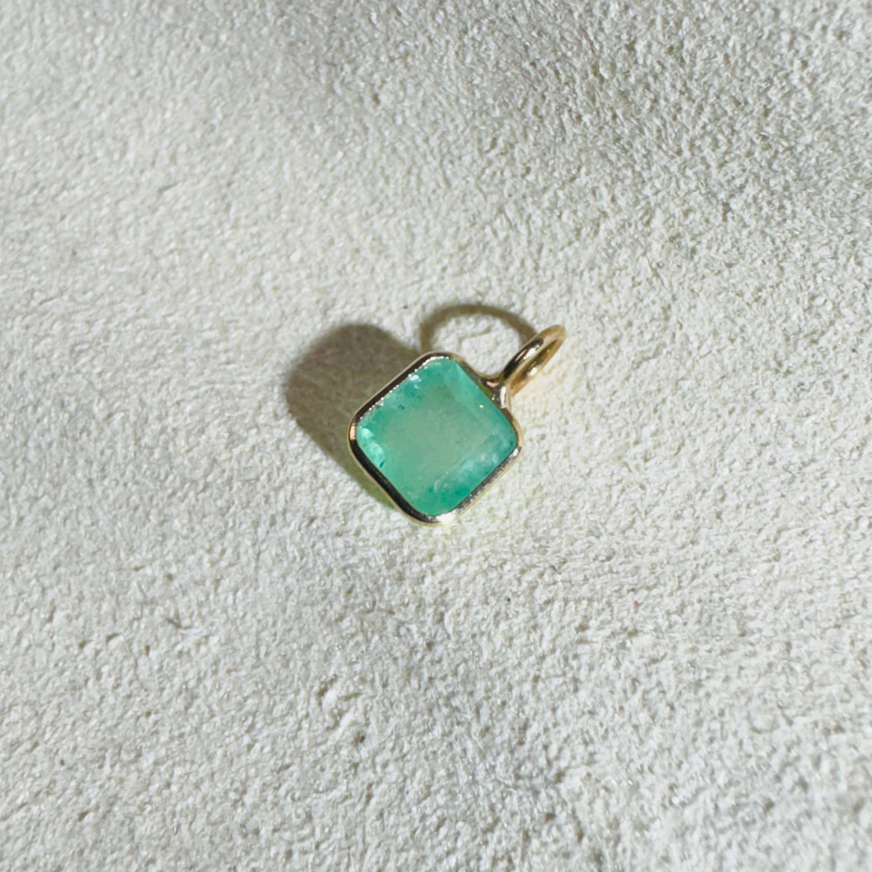 Emerald Charm Pendant 14K Yellow Gold