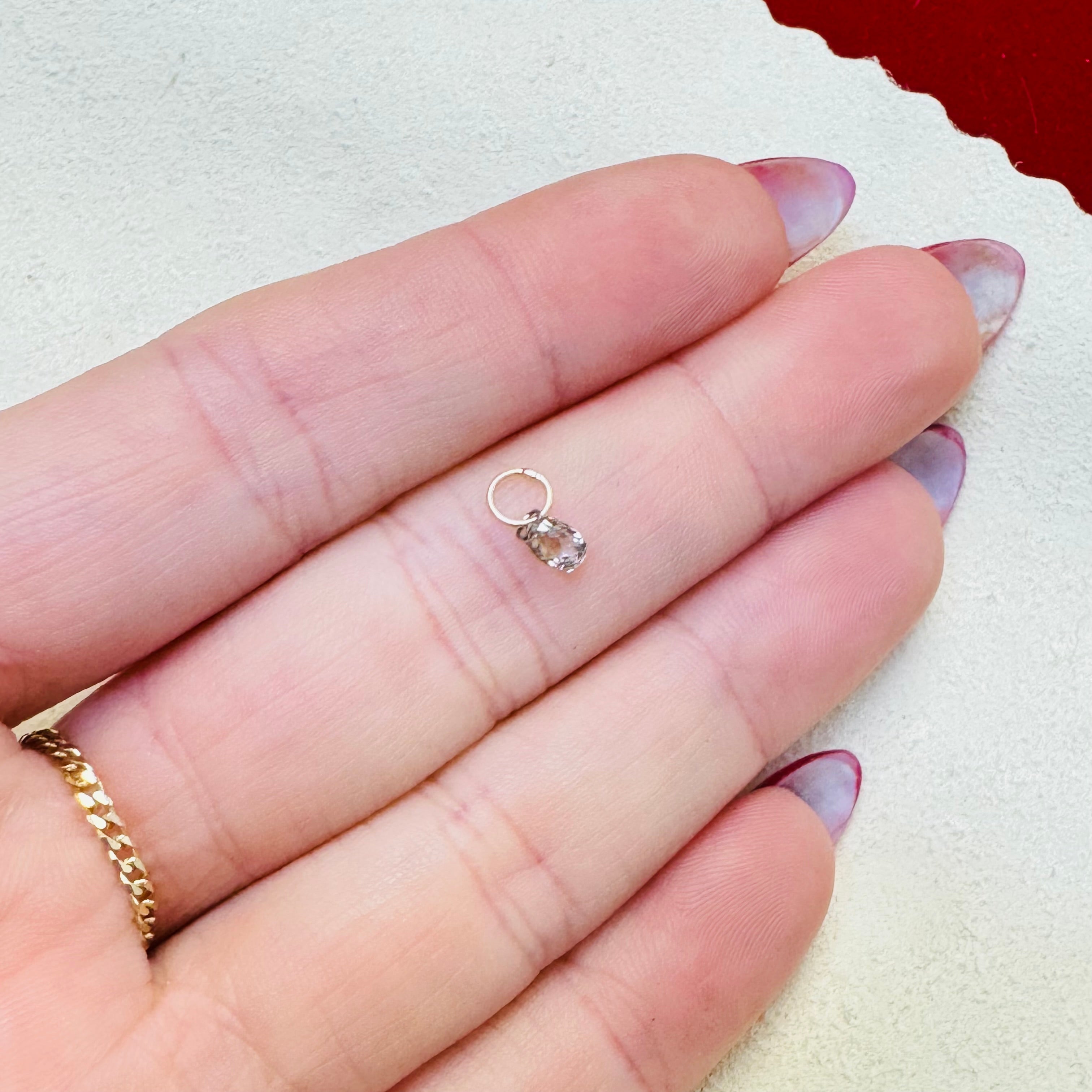 Natural Warm Champagne Briolette Diamond .25CT Charm or Pendant with Solid 14K Yellow Gold