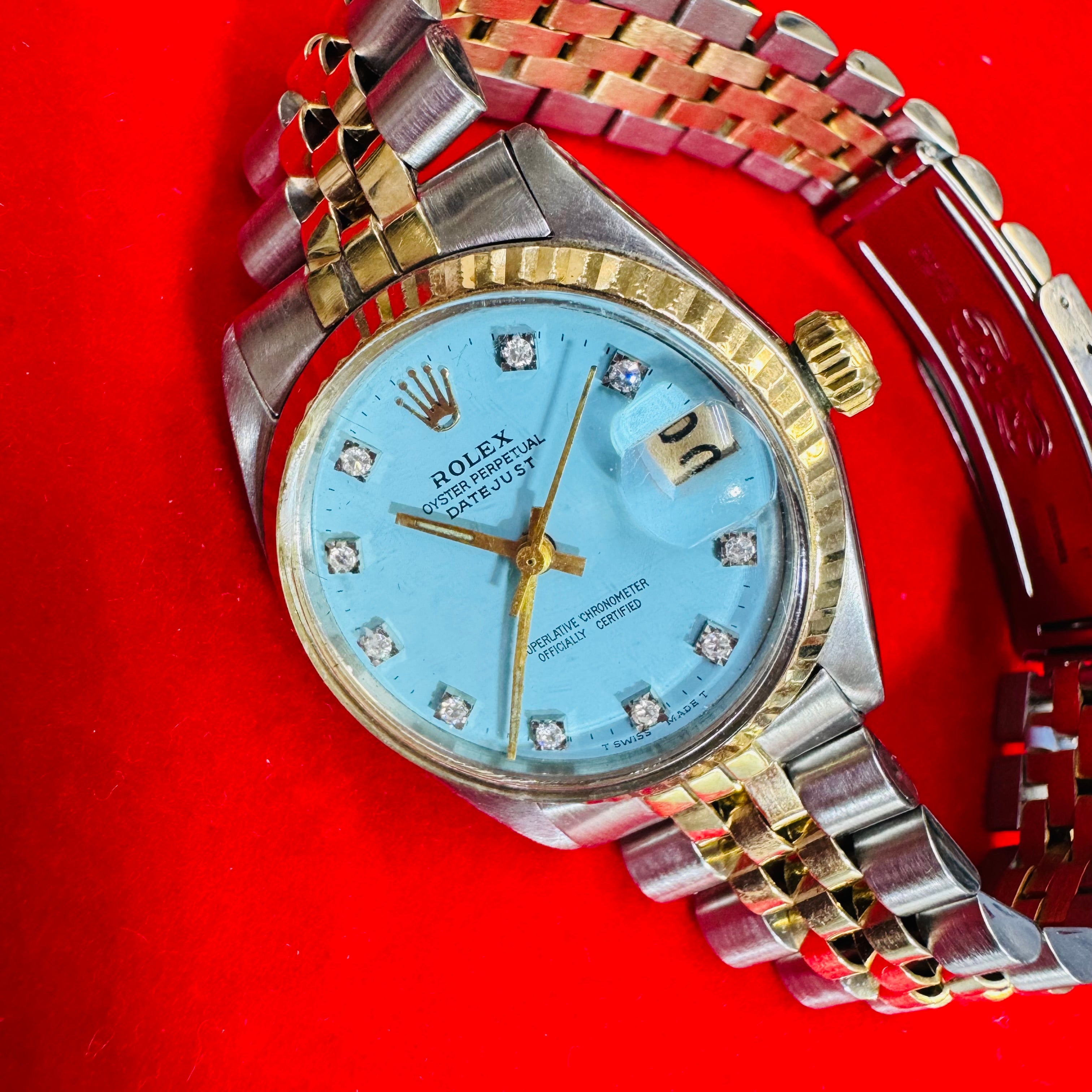 31mm Two Tone Rolex Watch with Factory Tiffany Blue Dial