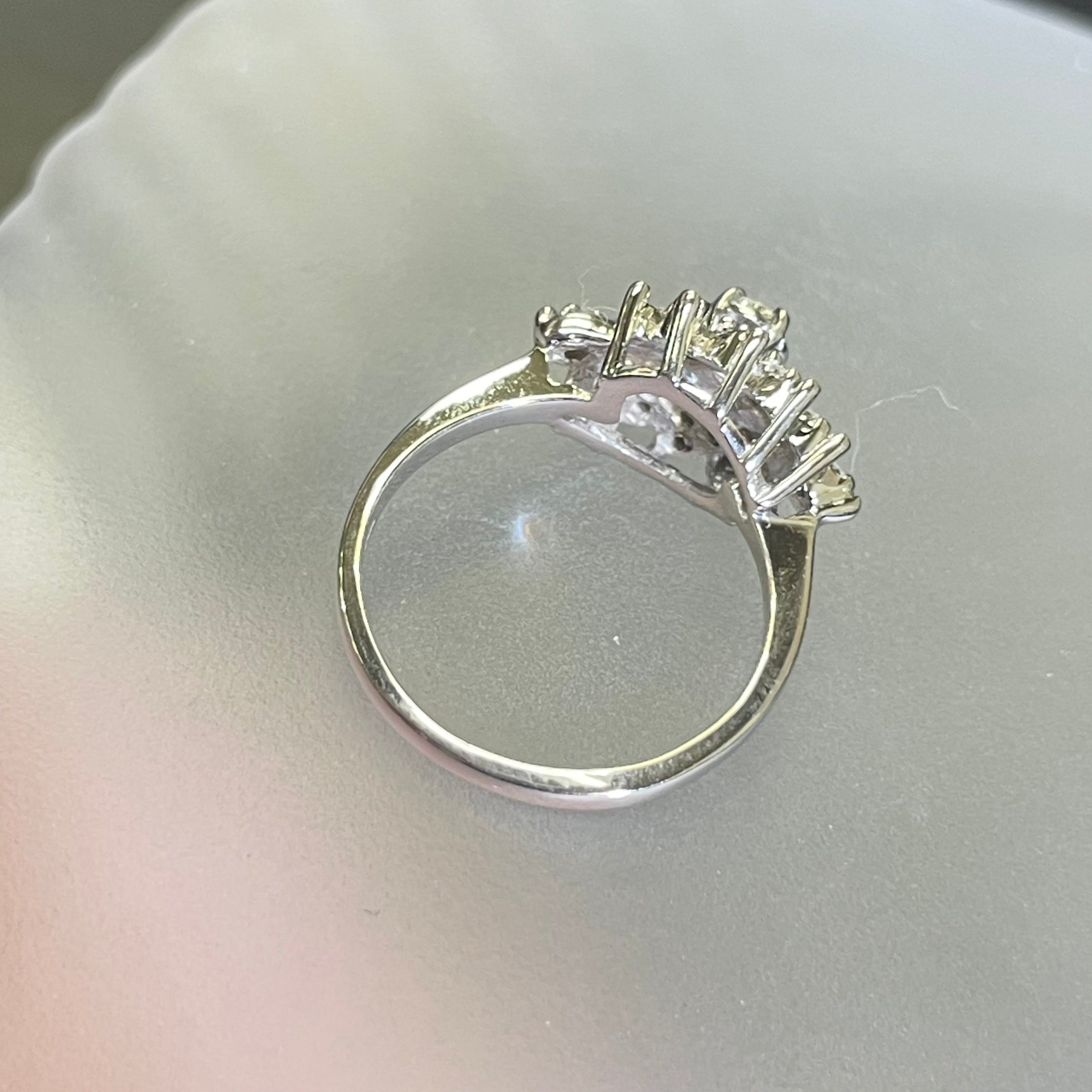 Natural Diamond and White Gold Cocktail Ring Size 5.5