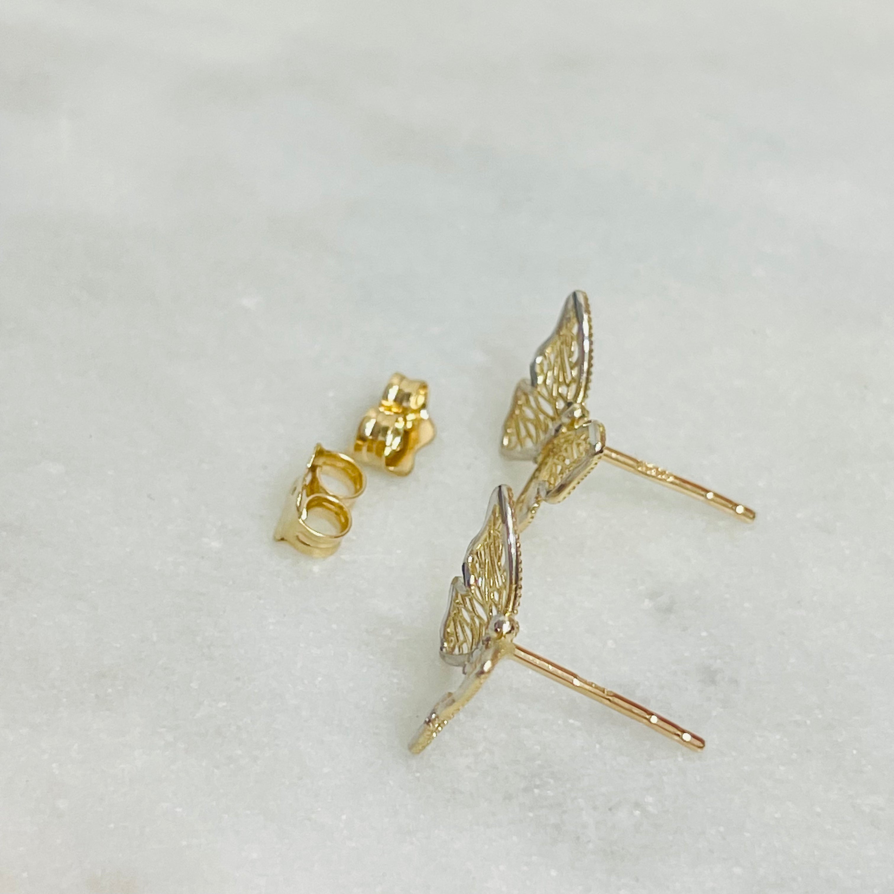 14K Yellow Gold Butterfly Earrings