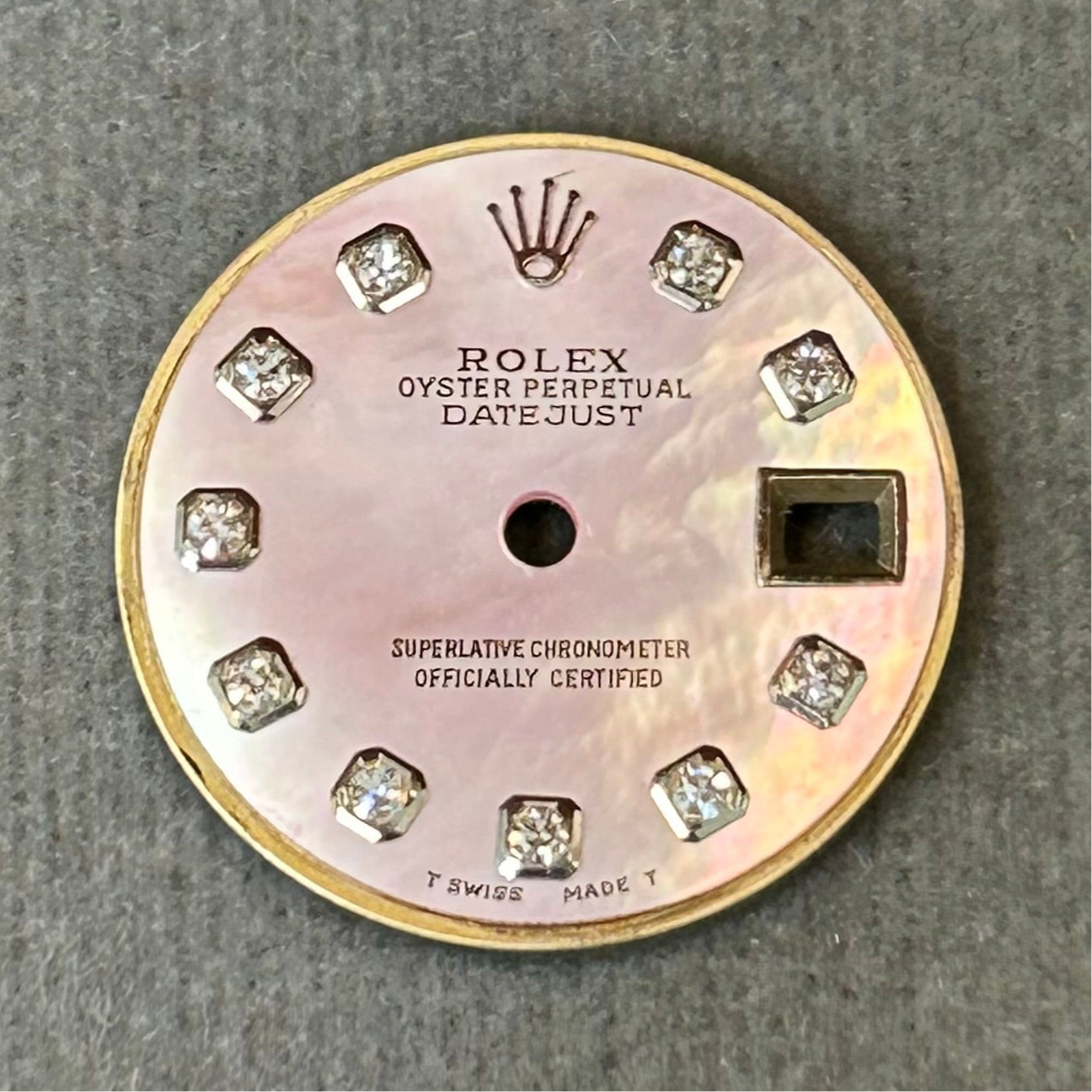 Pink Mother of Pearl Diamond Rolex Dial for 26mm Stainless Steel Datejust