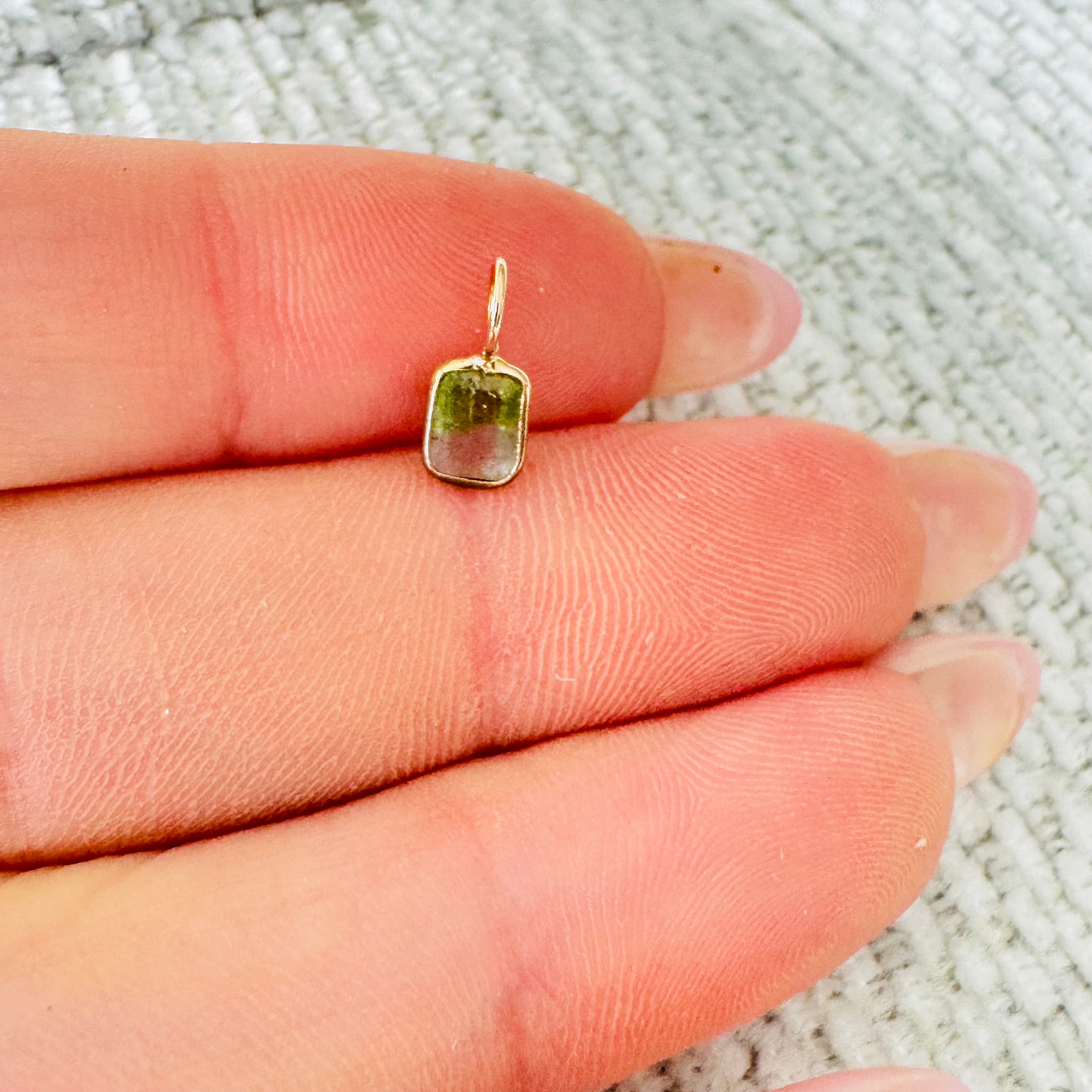 Bi Color Tourmaline 14K Yellow Gold Charm Pendant